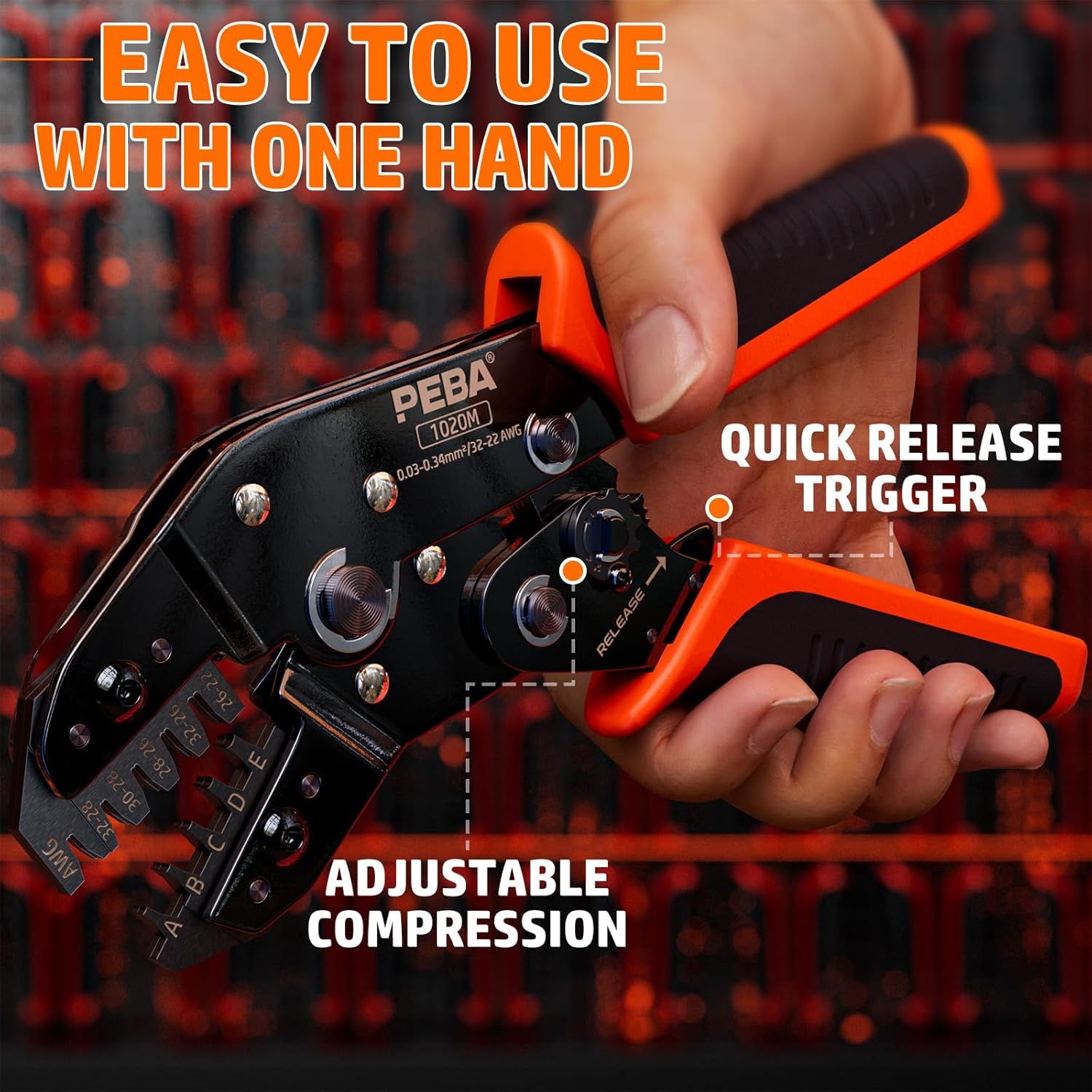 PEBA JST Ratcheting Crimper 32-22 AWG for 1.0Mm/1.25Mm/1.5Mm/2.0Mm Pitch Micro Connectors, Crimping Tool for JST-SH 1.0Mm/Gh 1.25Mm/Zh1.5Mm/Ph 2.0Mm, Molex TE Terminals - Precision JST Crimp Tool image number 5