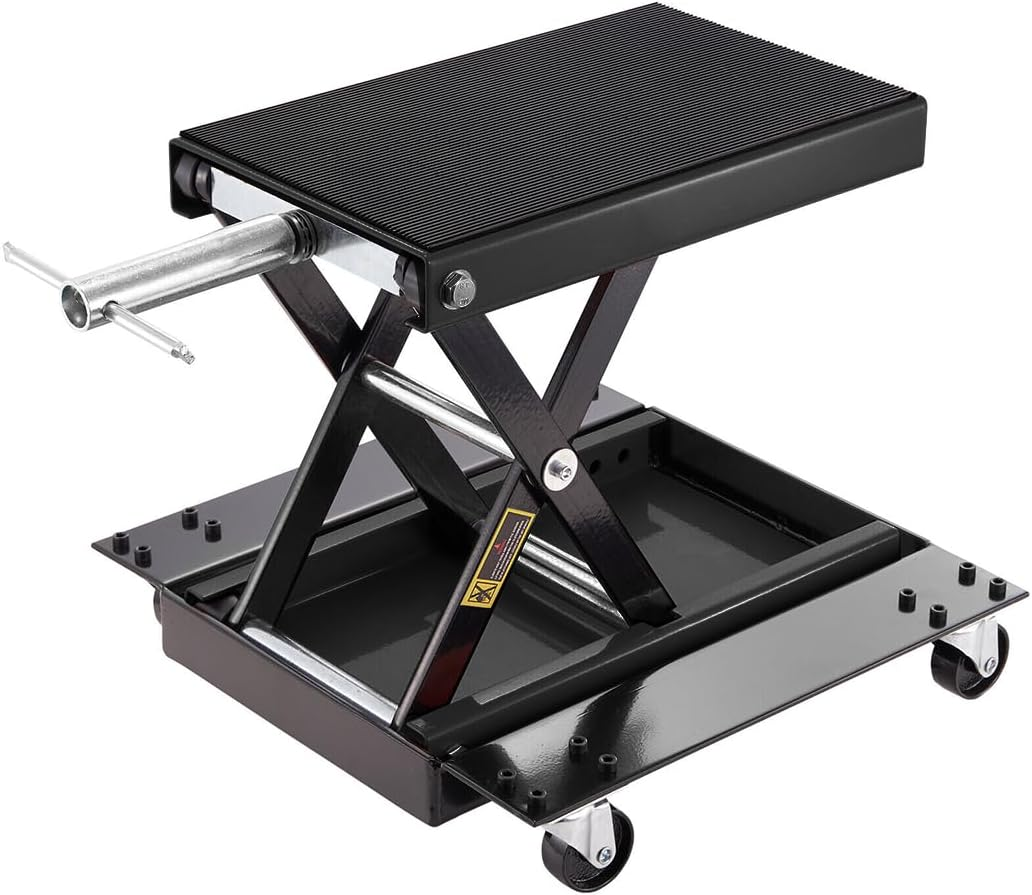 1100Lb/500Kg Heavy Duty Motorcycle Scissor Lift,9-37Cm Adjustable Center Hoist Crank Stand,Lift Working Bench,Steel Scissor Jack for Motorbike,Atv (Black)
