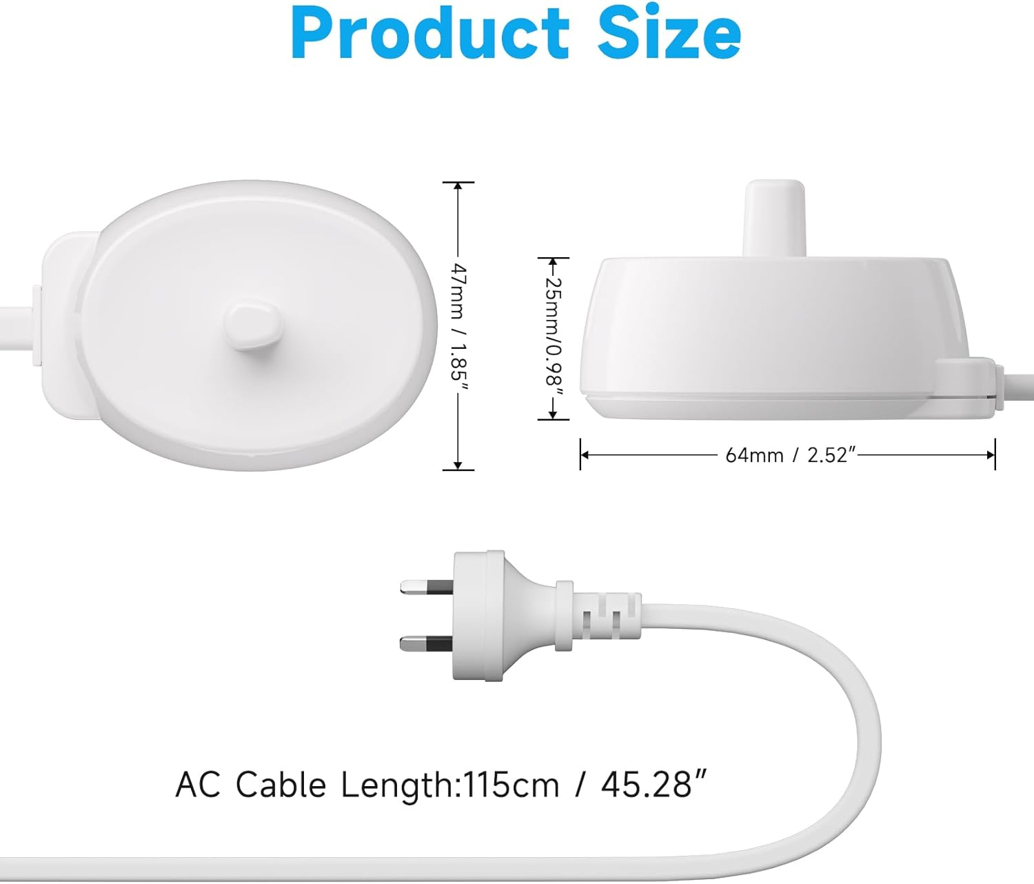 Meliya Electric Toothbrush Charger for Braun Oral-B 3757, Replacement Charger Compatible with Braun Oral-B Pro/Vitality/Smart/Genius/Io Series 6 (Oral-B 3757) image number 5