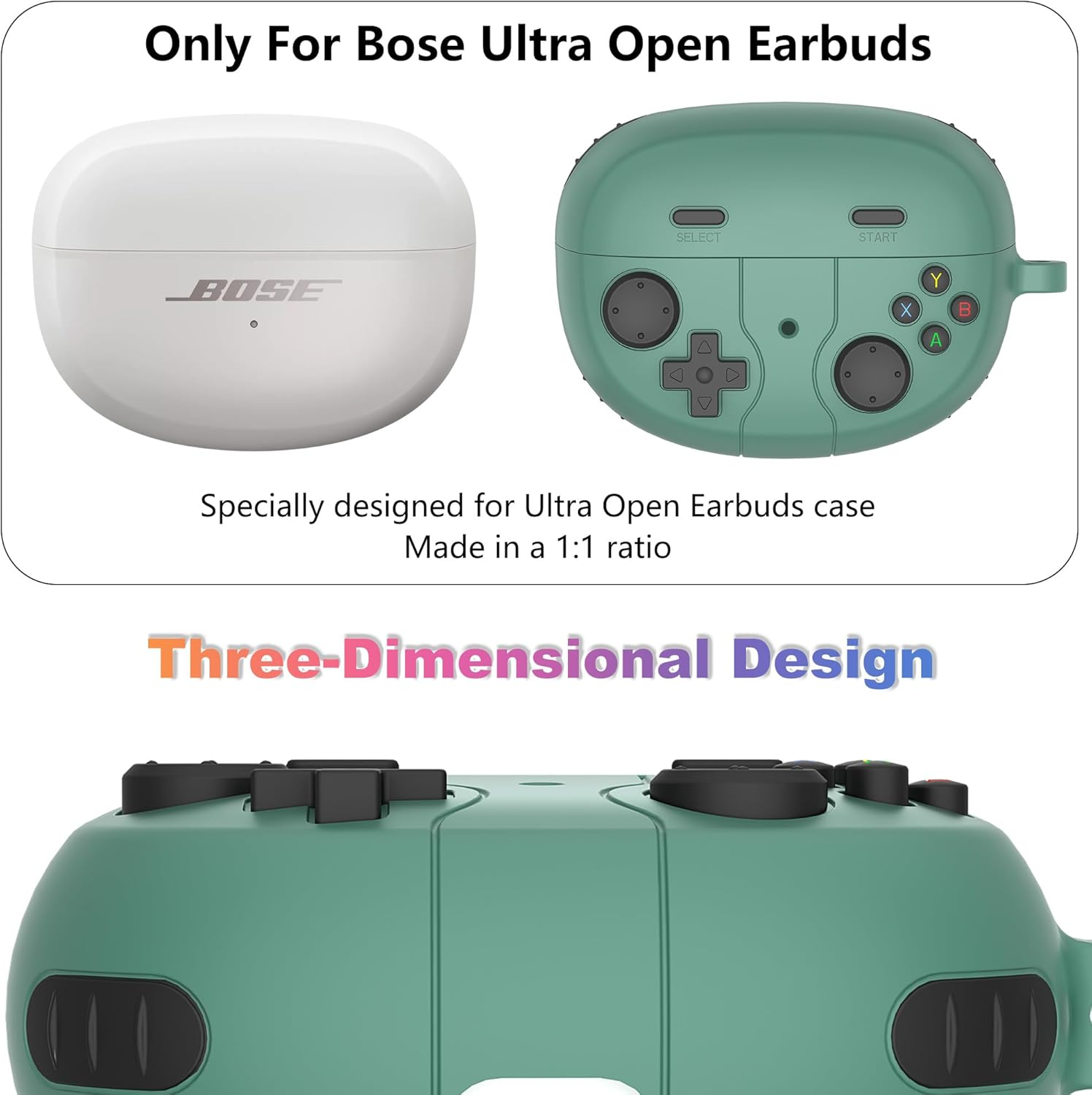 BEWZI for Bose Ultra Open Earbuds Case Cover Ultra Quality Silicone Stylish 3D Creativity Protection Case, Protective Cover for Bose Ultra Open Case (Green) image number 2