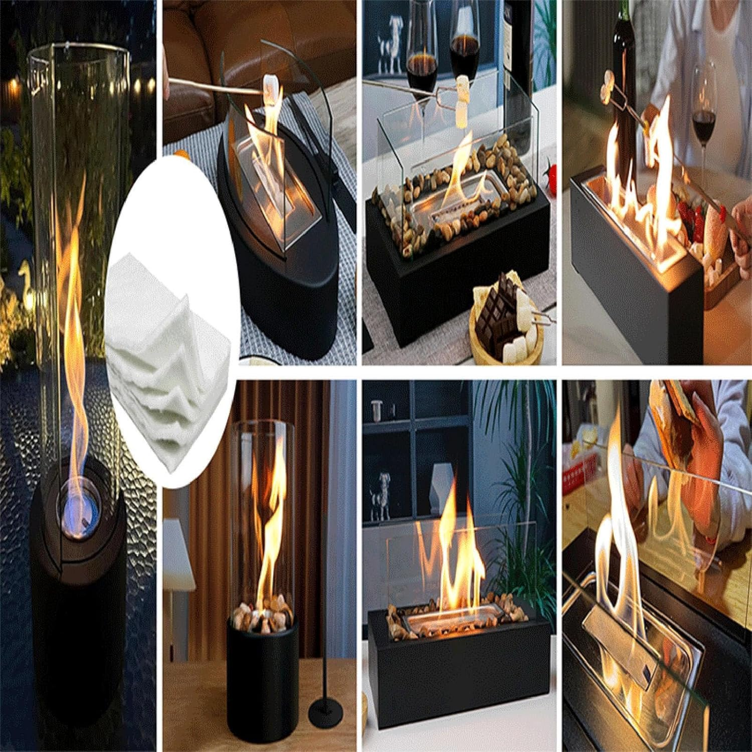 Fireplace Wool, Ceramic Wool Sponge, Portable Fiber Insulation Ceramic Wool, Firepit Sponge Cotton, Table Top Firepit Sponge, Firepit Ceramic Cotton Core Replacement for Ethanol Fireplace image number 3