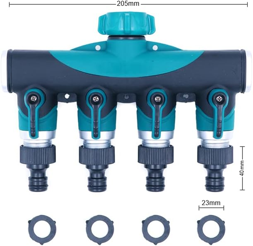 4 Way Hose Splitter: Metal & ABS Plastic with Rubber Grip, 4 Independent Switches, 1/4' Quick Connectors image number 5
