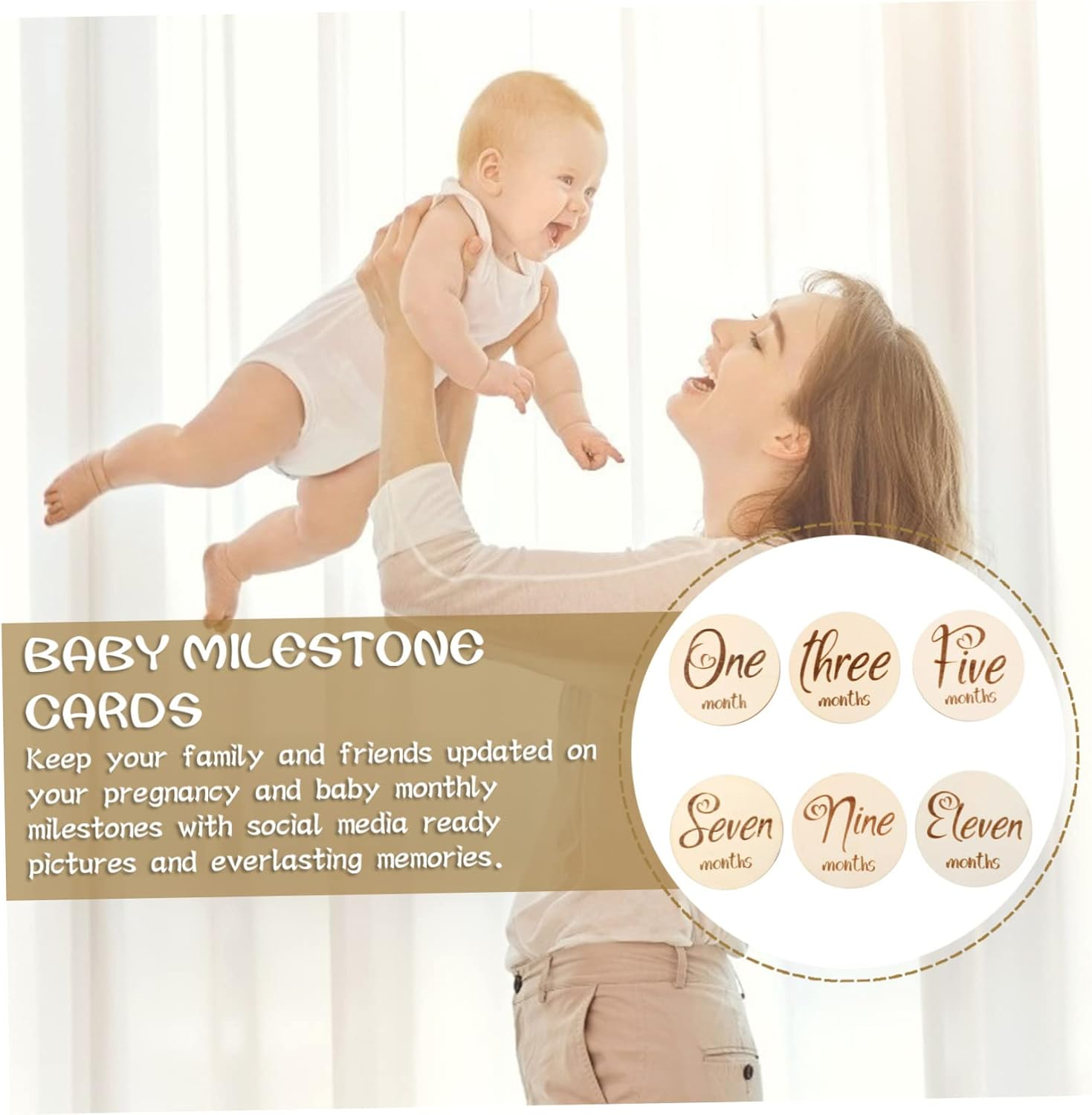 ERINGOGO 6Pcs Boy Girl Growth Milestone Cards Stylish Leaf Design High Contrast Inkless Print for Newborn Photo Sessions