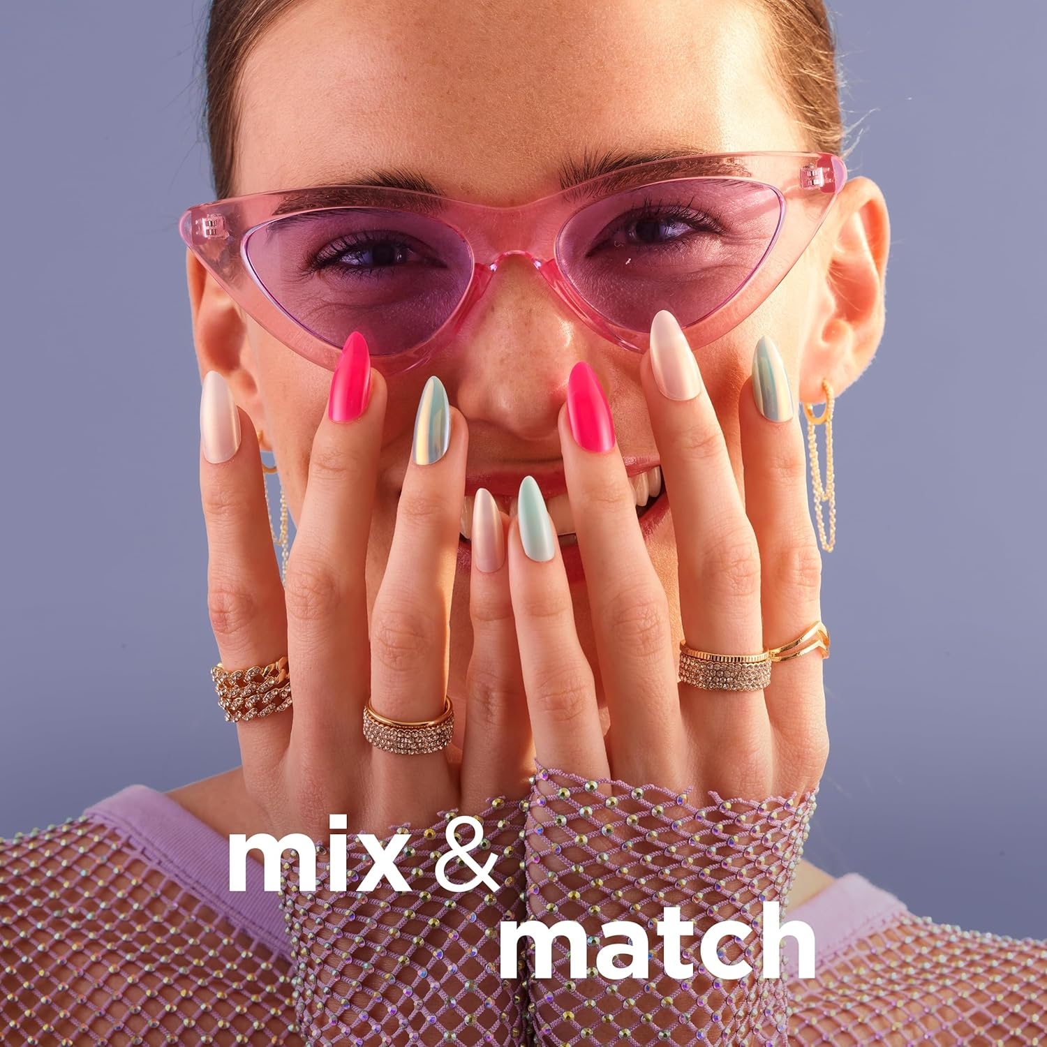 Sally Hansen Salon Effects&reg; Perfect Press On, Don'T Be Jewel​, Press on Nails, Square Shaped, Non-Damaging Adhesive Tabs, File, and Alcohol Pad Included image number 6