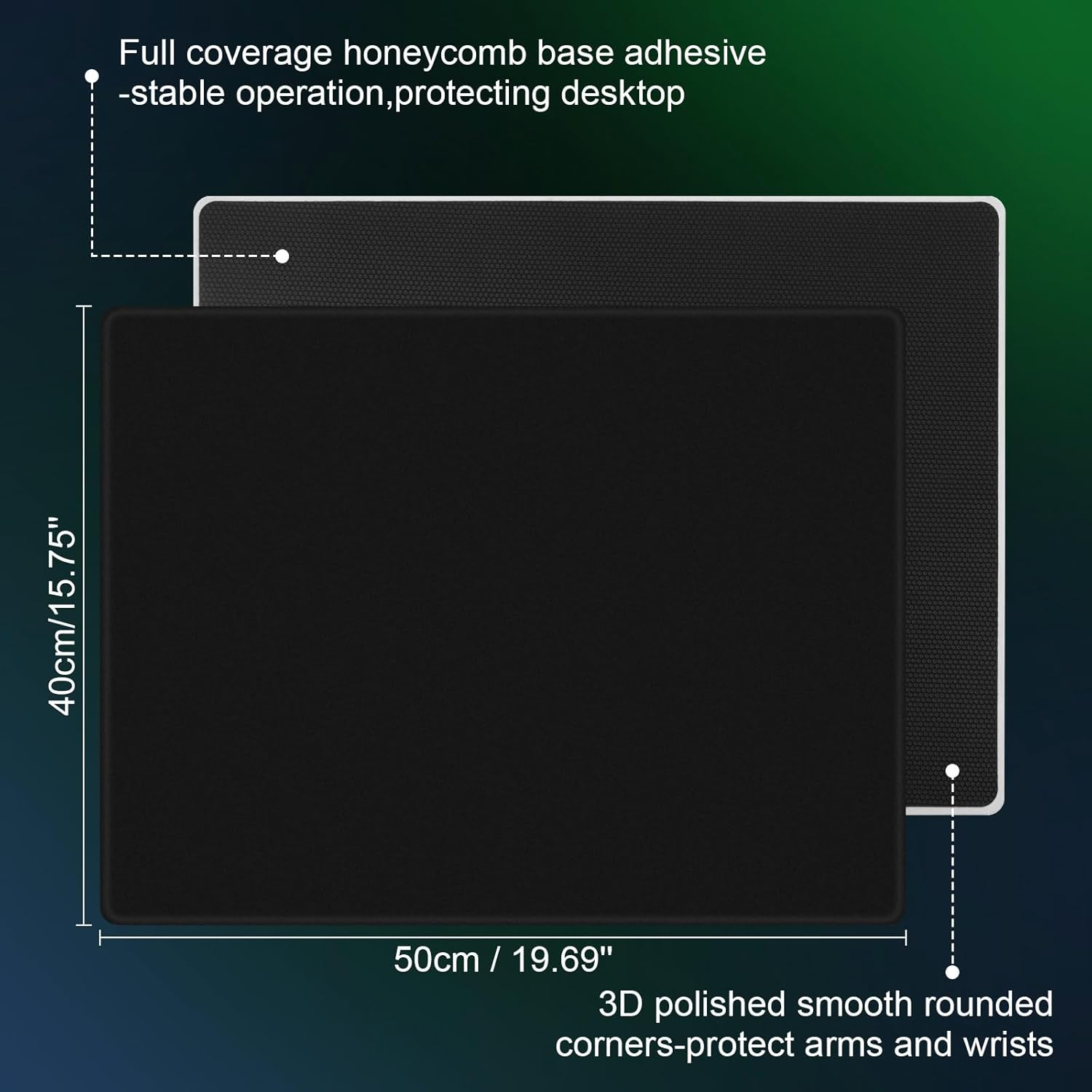 DAWNTREES Glass Mouse Pad, 50X40Cm Game and Office Mouse Mat, Suitable for Fast and Precise Control of Various Types of Mice (Black) image number 2