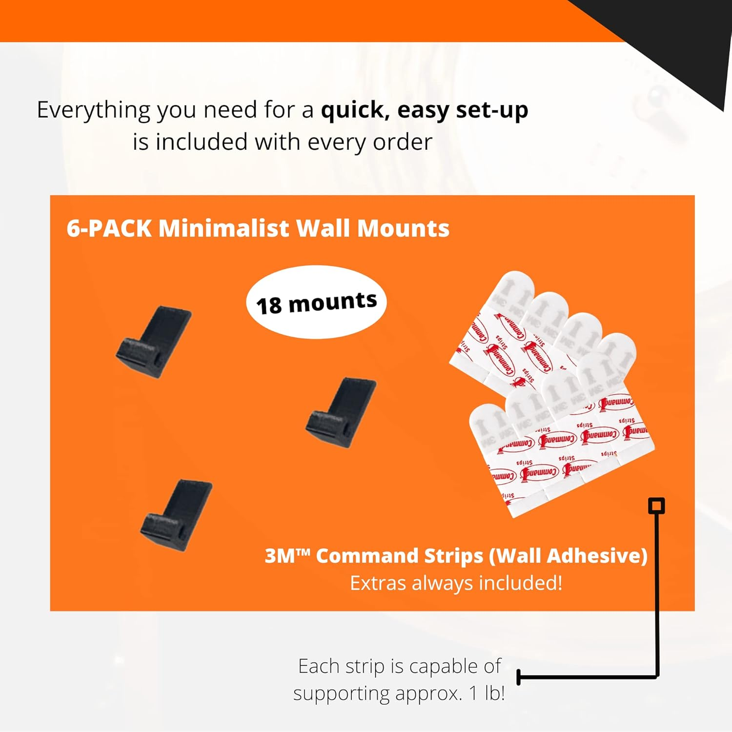 3D Lasers Lab Minimalist Vinyl Record Album Wall Mount Display- 6 Pack | No Wall Damage so Perfect for Apartments, Dorms, & Office | Your Favorite Holder for Your 7-12 Inch Lps&hellip; (Black, 6-Record) image number 3