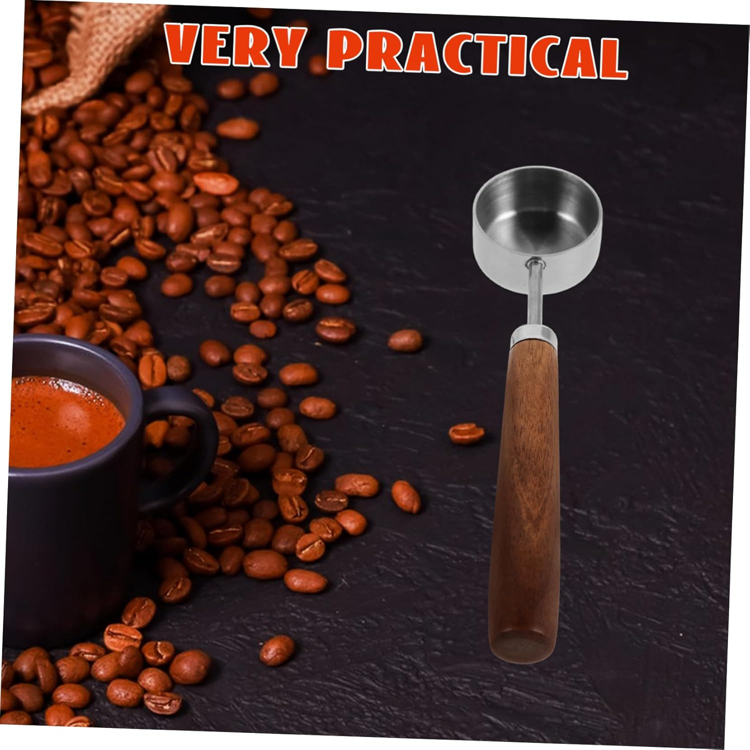 BUGUUYO Stainless Steel Coffee Measuring Scoop with Walnut Wood Handle, 15Ml Espresso Spoon and Tea Scoop for Loose Tea and Sugar, Long Handle Powder Measuring Spoon for Home Brewing image number 4