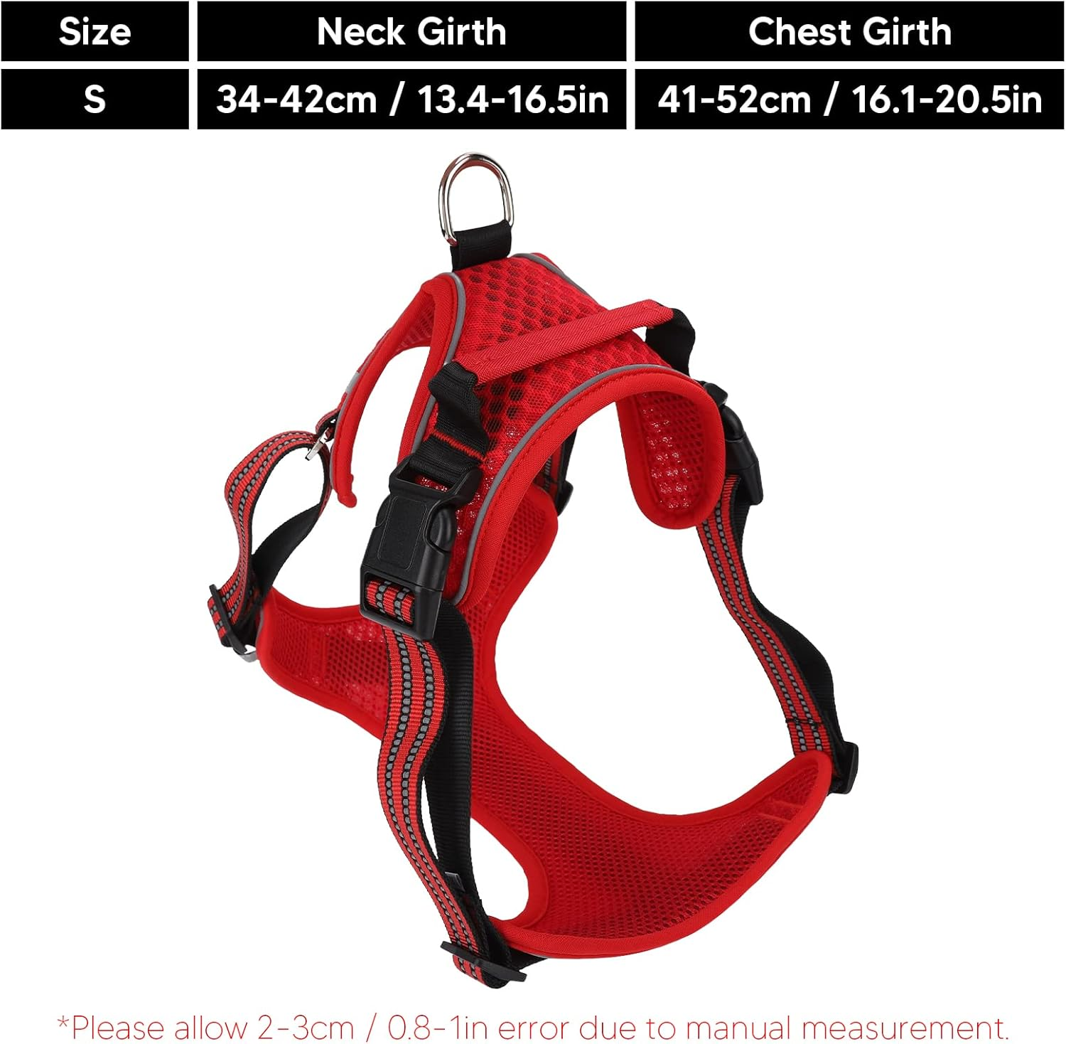 Dog Harness, Adjustable Breathable Reflective Dog Vest with Alloy Traction Buckle, No Pull Pet Chest Harness for Small Medium Large Dogs Outdoor Walking Training (S) image number 3