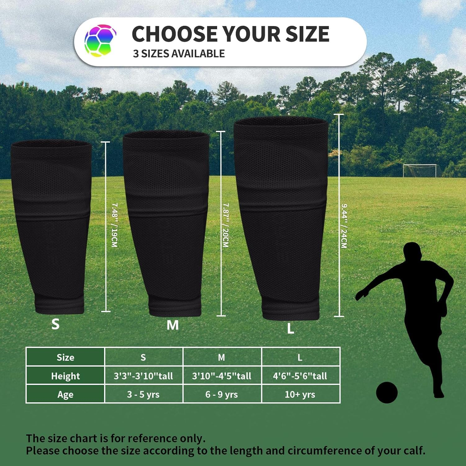2 Pairs Kids Youth Soccer Shin Guard Sleeves with Optimized Insert Pocket, Shin Pad Compression Sleeves for 3-15 Years Old Boys Girls Child Teens for Soccer Sport image number 3