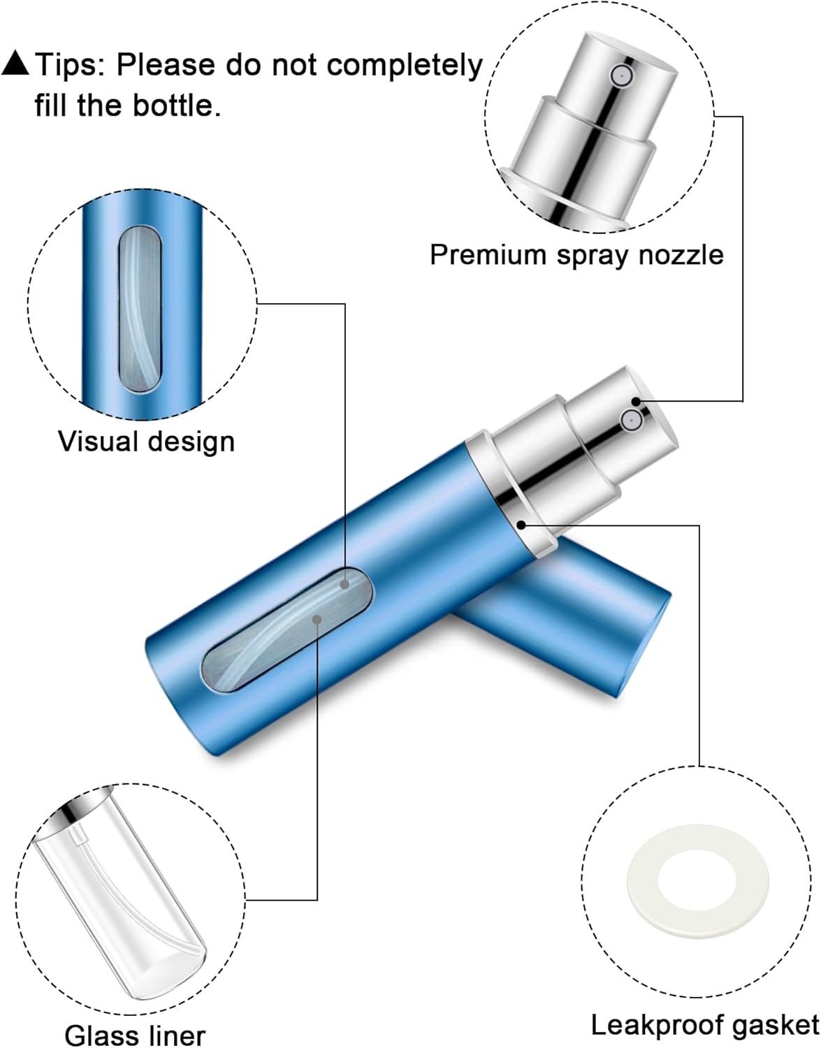 Awumbuk Perfume Atomiser Perfume Atomiser for on the Go Holiday Must Haves 5 Ml Perfume Atomiser Refillable Perfume Travel Bottle - Pack of 5 image number 4