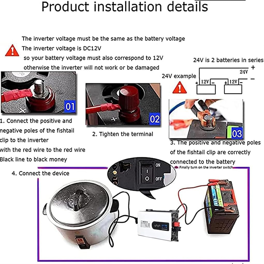 Metal Car Pure Sine Wave Inverter 5000W Max Pure Sine Wave Inverter Converter 5000 Watts Power Inverter Peak Convenient, 24V to 220V