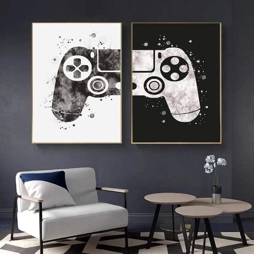 Gaming Room Decor Video Game Themed Wall Art - Black and White Canvas Painting Posters and Prints for Kids Teen Game Room - Unframed image number 5