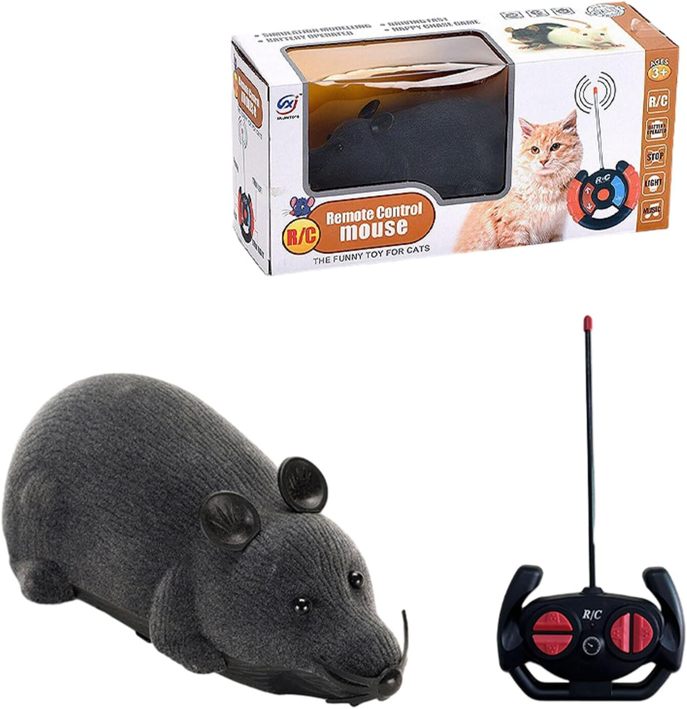 Robotic Mouse Cat Toy Interactive Pet Play for Cats Kittens Remote-Controlled Rats Plastic Electronic Cat Toy RC Cat Toy, Dark Grey