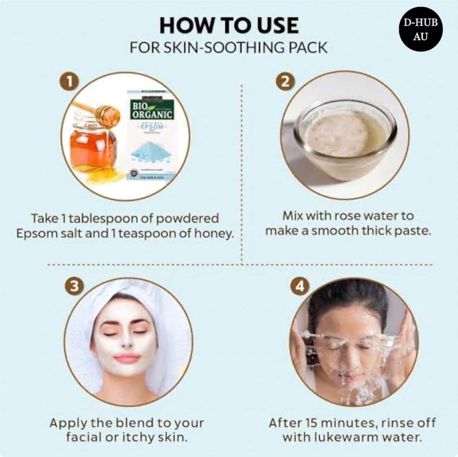 D-HUB AU: (450G) Pure Epsom Salt (Food Grade) Bath Magnesium Sulphate | Epsom Salt for Bath, Foot Soaking, Scrub, Aquarium, Dogs, Plants & Pharmaceutical Grade | Pure Epsom Salt 100% Natural, Relaxing, and Bath Soak for Muscle Relief, Stress Relief, and Better Sleep (Food Grade -FCC) image number 5