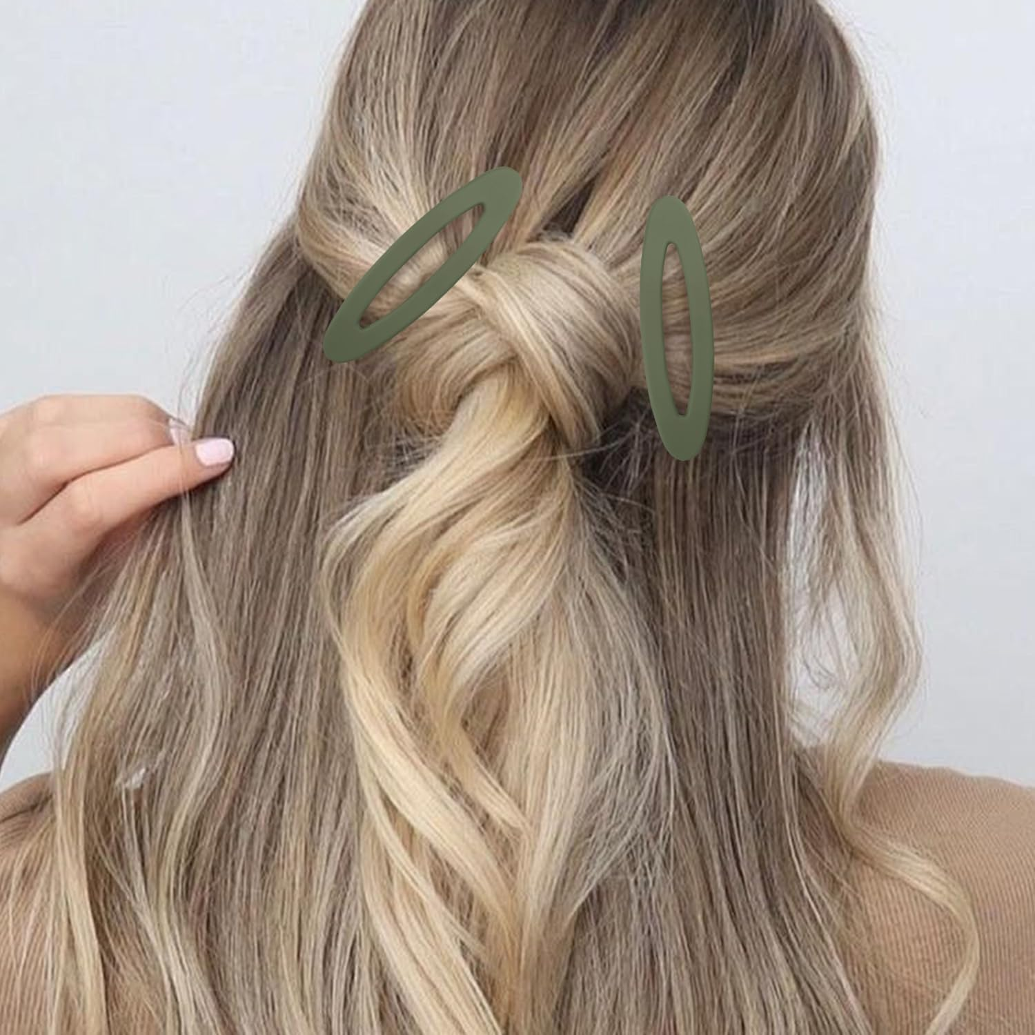 4PCS Large Snap Hair Clips Green Matte Hair Barrettes for Girls Women Hair Accessories (9CM) image number 6