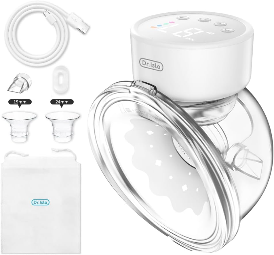 Hands-Free Breast Pump EB29 White, Wearable Pump with Comfortable Double-Sealed Flange(19Mm 24Mm 27Mm), Painless & Silent, 4 Modes & 12 Levels Memory Function for Easy Pumping, Smart Display，8-Piece Set, White image number 4