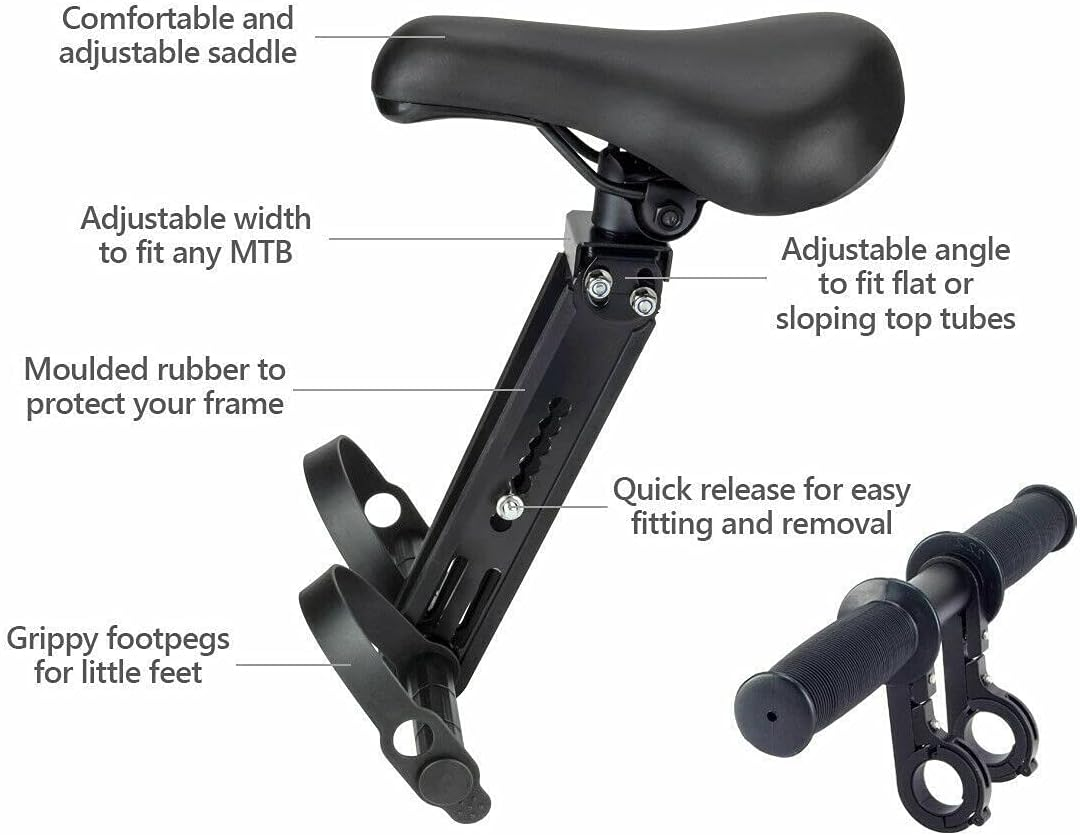 Front Mounted Child Bike Seat Kids Top Tube Bicycle Detachable Seat & Armrest for Children 2-5 Years Old image number 3