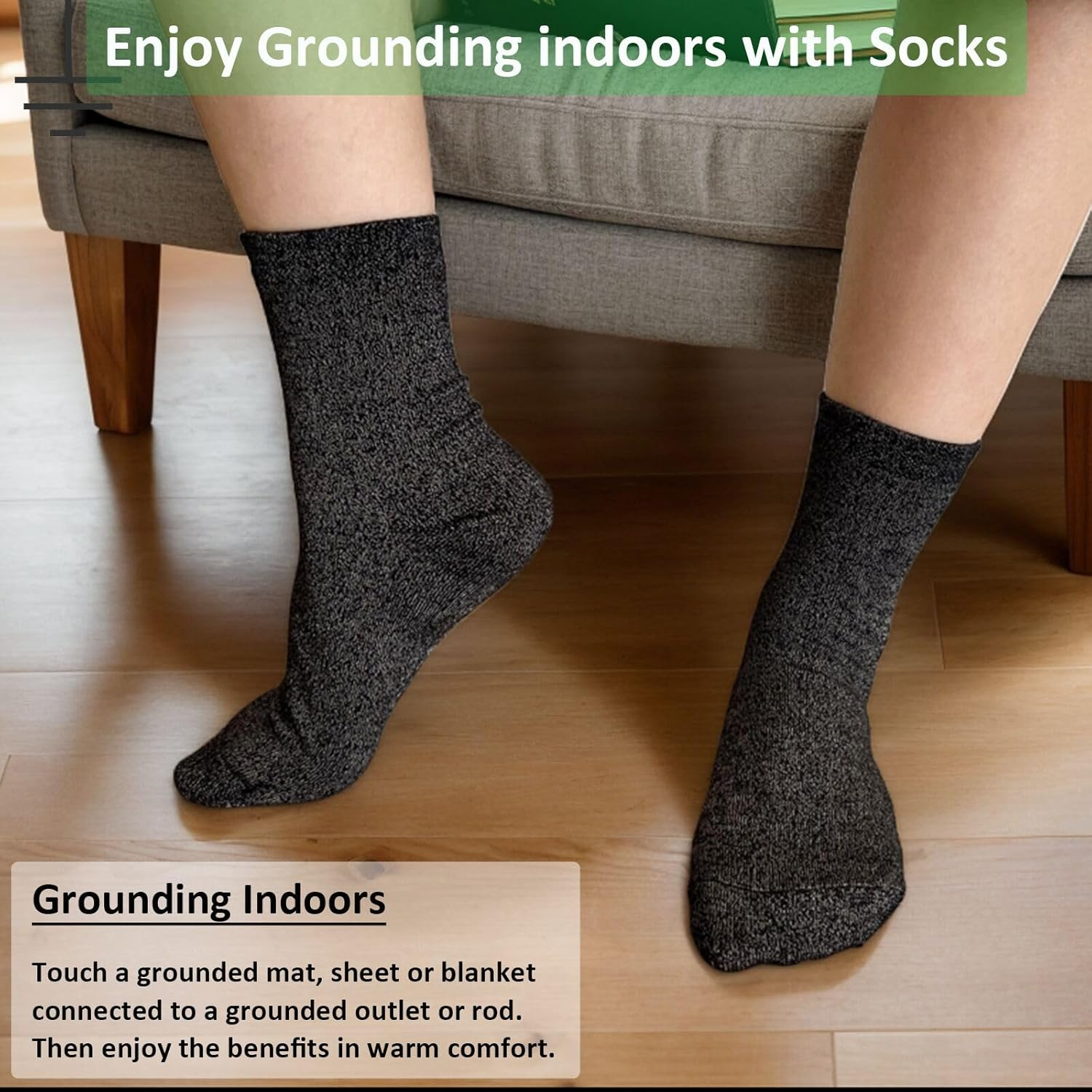Grounding Socks, Conductive Silver Fiber Crew Socks for Women Men, Earth Connected Socks for Grounding Mat, Sheets, Shoes image number 6