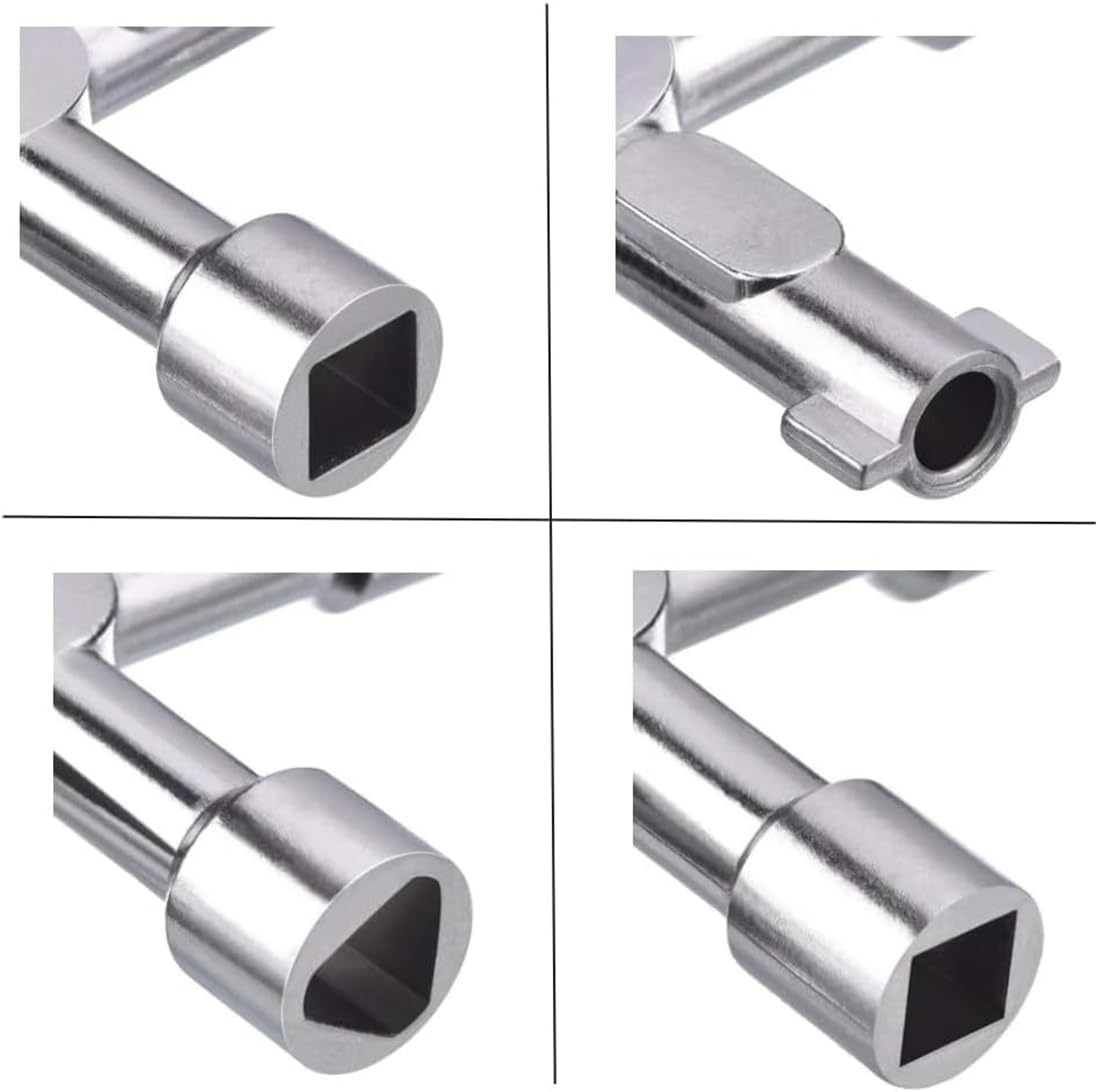 2 Pack Electrical Cabinet Key, 4 Way Utilities Key, 4 in 1 Triangle Square Panel Cross Key Wrench for Faucet Gas Meter Valve Spigots Electrical Cabinet Plumbing Plumber Opening (Silver) image number 5