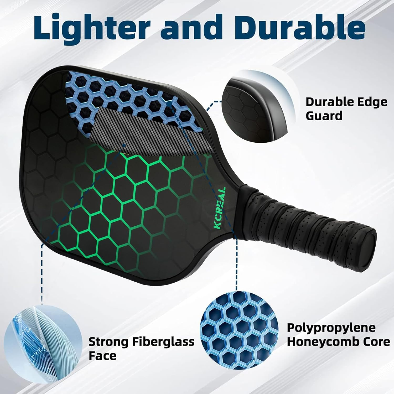 Pickleball Paddles Set, Fiberglass Pickleball Set with 4 Pickleball Paddles, 4 Pickleball Balls and Pickleball Bag, Pickleball Rackets Equipment for Beginners & Pros image number 4