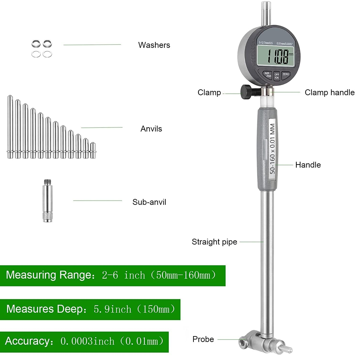 HDLNKAK Digital Dial Indicator Bore Gauges image number 1