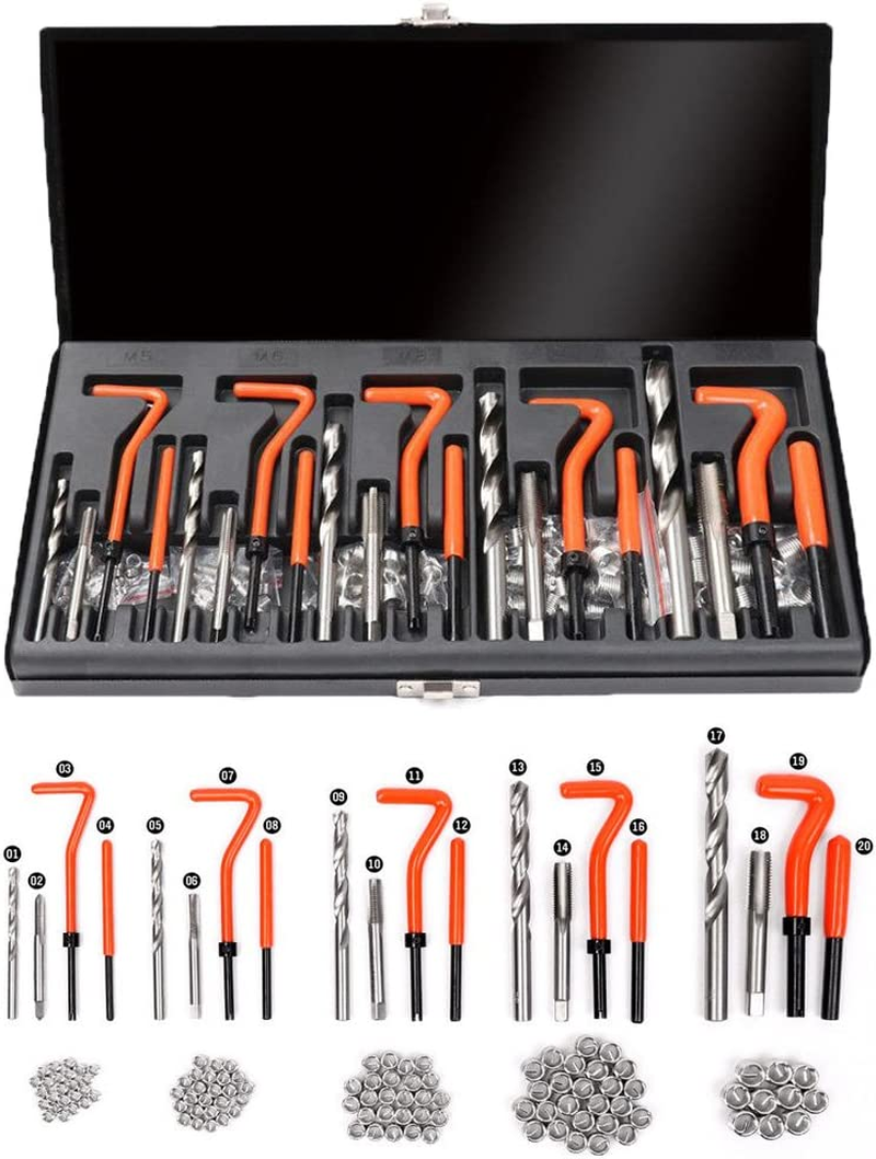 HORUSDY 131-Piece Thread Repair Kit, HSS Drill Helicoil Stripped Rethread Repair Metric M5 M6 M8 M10 M12 image number 4