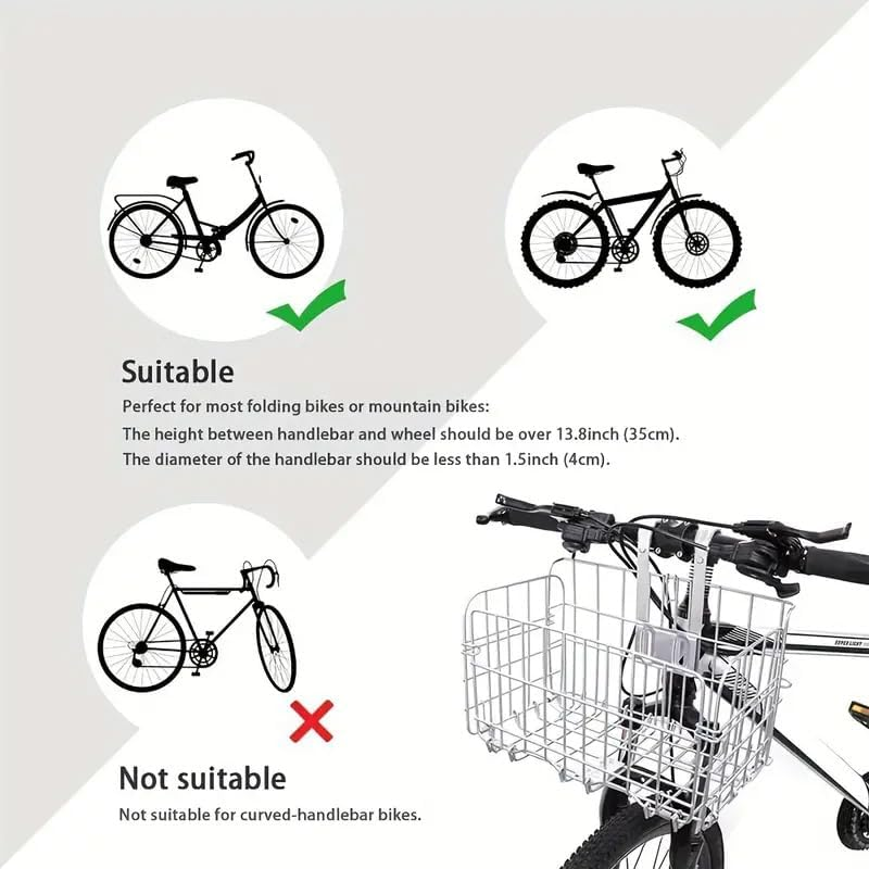 AIMALL Folding Metal Bike Basket Front and Rear Bicycle Storage Basket 12.8 X 7.9 X 8.7 Inches for Mountain and Folding Bikes image number 1