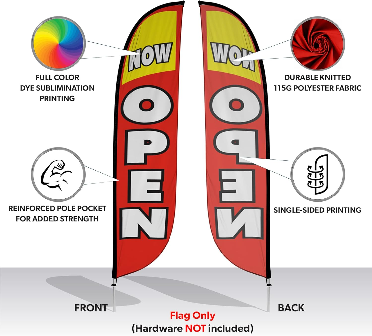 Lookourway Now Open Feather Flag image number 1