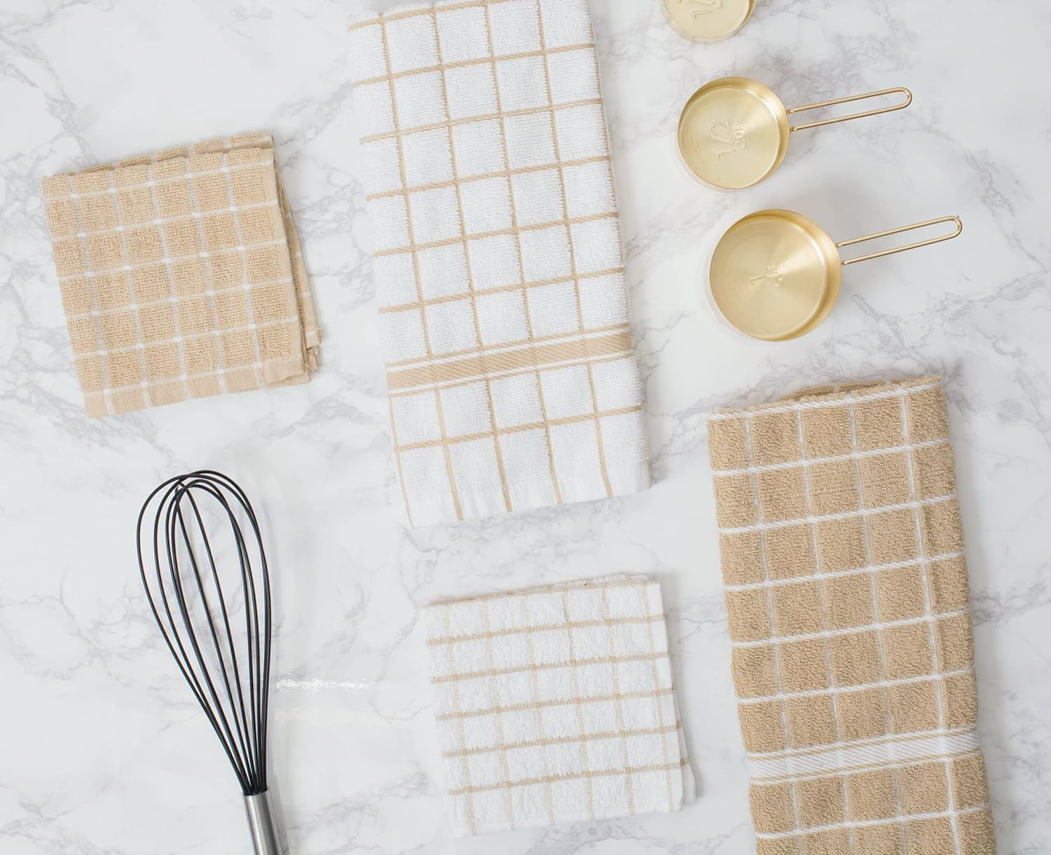 DII 100% Cotton, Machine Washable, Ultra Absorbant, Basic Everyday 12 X 12 Terry Kitchen Dish Cloths, Windowpane Design, Set of 6- Pebble - Eggplant image number 2