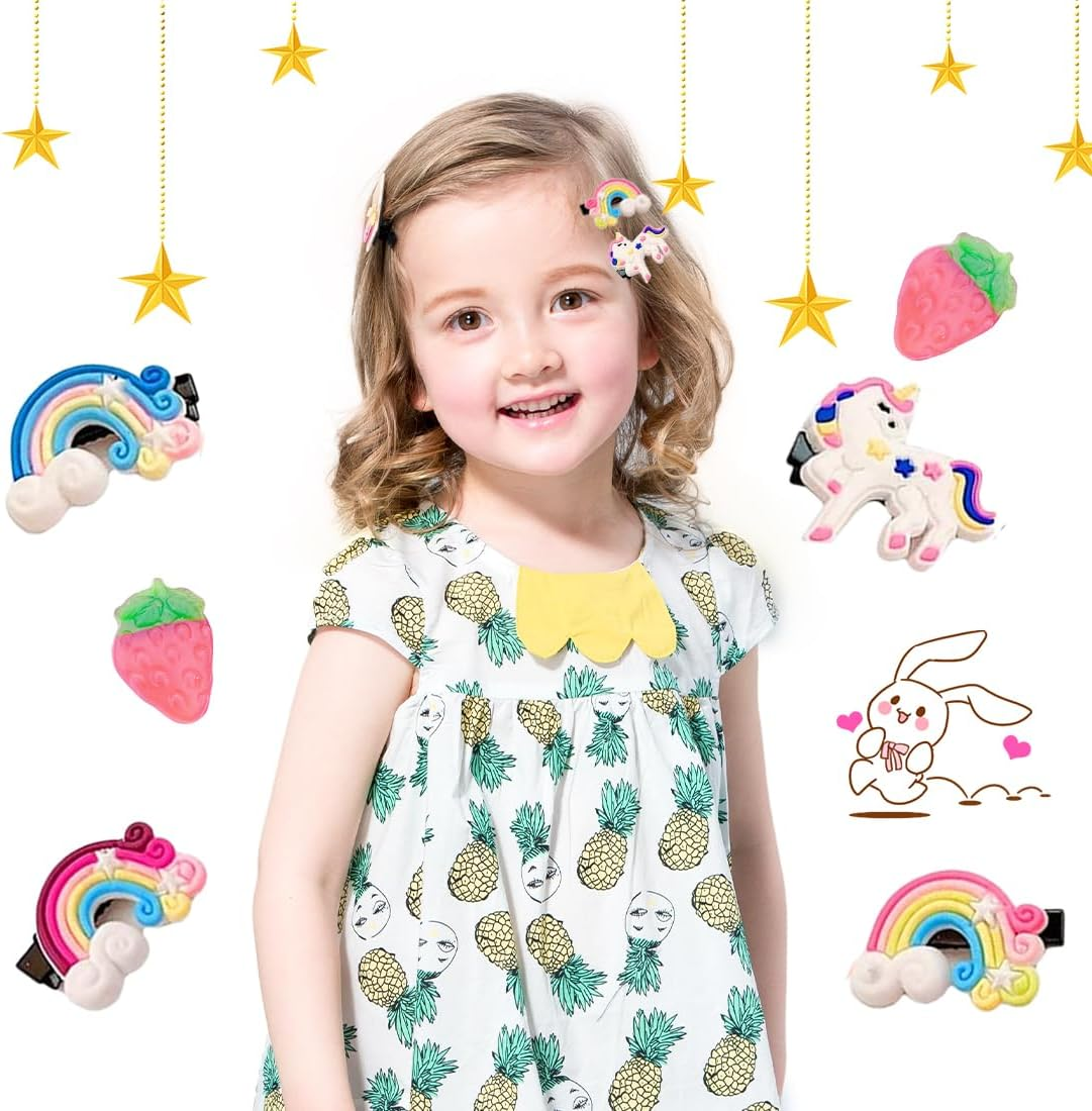 Weddhuis Pack of 10 Hair Clips Girls, 10 Pieces Hair Accessories for Babies/Girls, Unicorn Hair Clip, Cute Clips for Baby Girls, Women image number 5