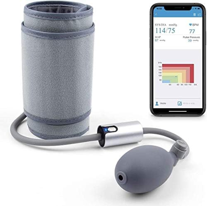 Wellue Airbp Bluetooth - Blood Pressure Monitor - Upper Arm with Smart APP, Multi-Users, Large Cuff BP Monitor FDA Approved, Medical Accurate, Manual BP Meter for Home Use, Professional Health Monitoring