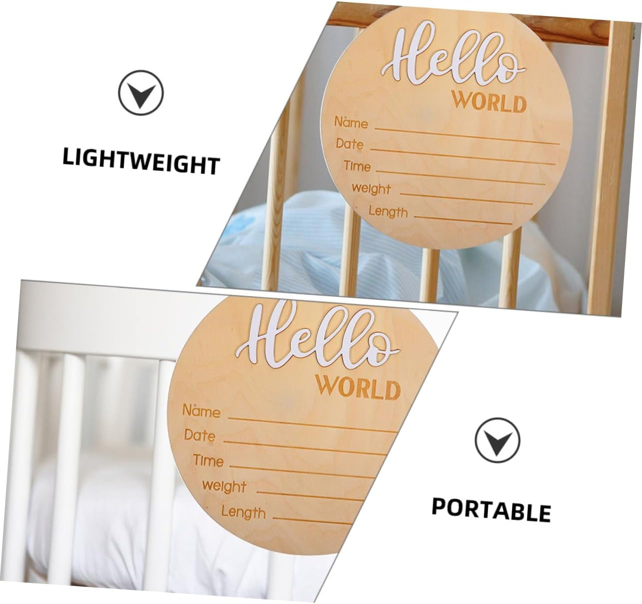 YARNOW 2 Pcs Newborn Name Signs Wooden Birth Announcement Signs for Hospital Photos Chic and Durable Name Props for Newborn Photography and Celebrations image number 5