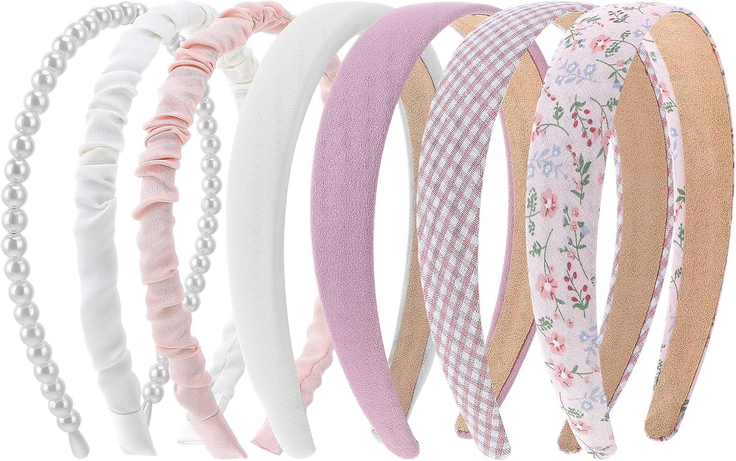 COMNICO Fashion Headbands for Women, 7 Pieces Non Slip Girls Headbands Set Cute Fabric Sparkly Multiple Color Hair Bands Hair Accessories for Women Girls Kids image number 6