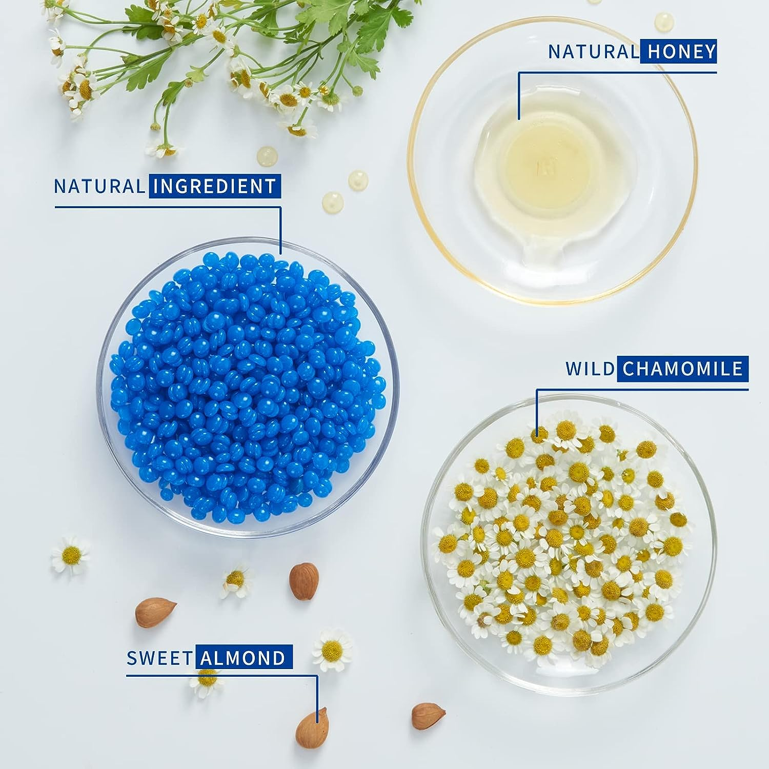 2.5 Lb/1100G Wax Beads, Hard Wax Kit with 2 Wax Treatment Oils, Hard Wax Beads for Legs Underarm Face Bikini, and Brazilian Hair Remover, Women and Men Hair Removal Wax Beans Include 50 Waxing Sticks image number 1