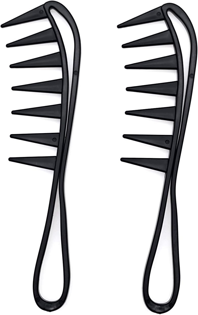 JZK 2 X Extra Wide Tooth Combs for Wavy/Curly Hair, Texture Pompadour Slickback Detangling Comb for Men and Women, Shark Tooth Hair Comb for Curls image number 2