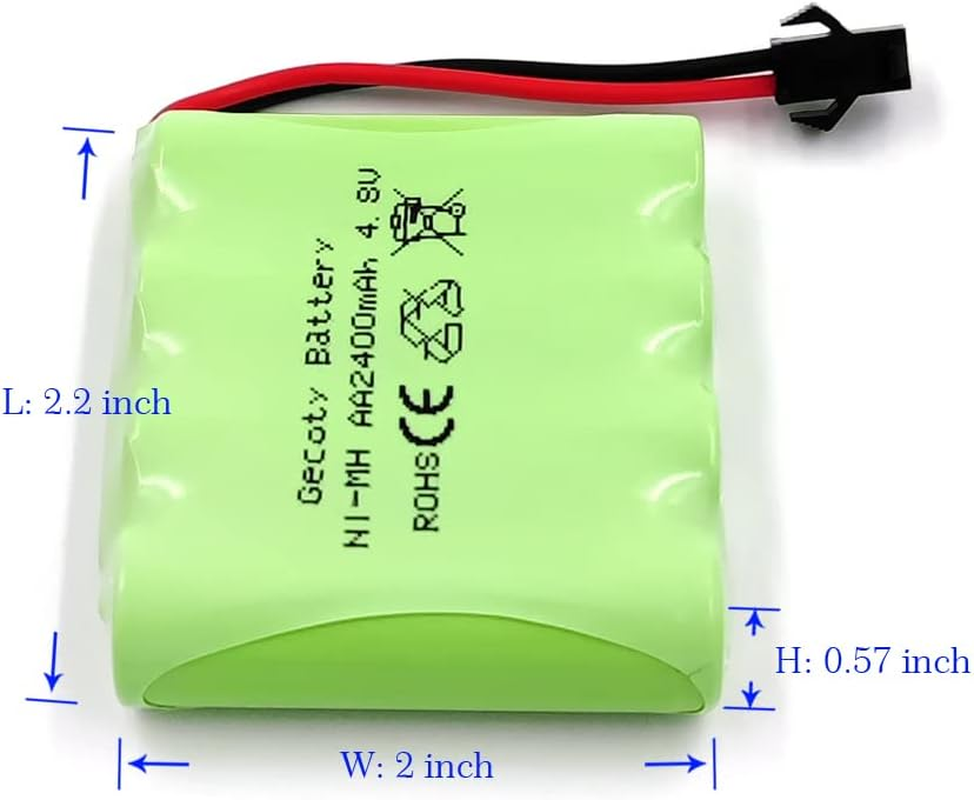Gecoty&reg; 4.8 V Battery, 2400 Mah Rechargeable AA Nimh 4.8 V Battery Pack RC Car Battery with SM Plug for Remote Controlled Trucks, Lighting, Power Tools image number 5