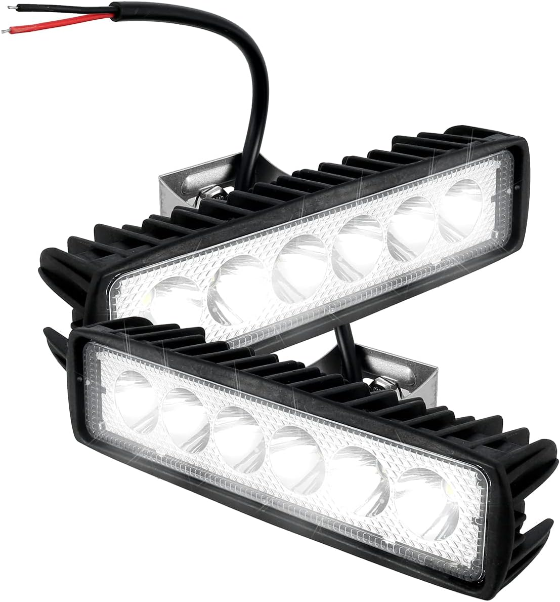 12Volt LED Light Bar, 18W 6000K Super Bright Car LED Fog Light, IP67 Waterproof Flood Spot Light, White off Road Head Light, Led Light Bar for SUV ATV Vehicle Car Truck Boat (2 Pcs) image number 2