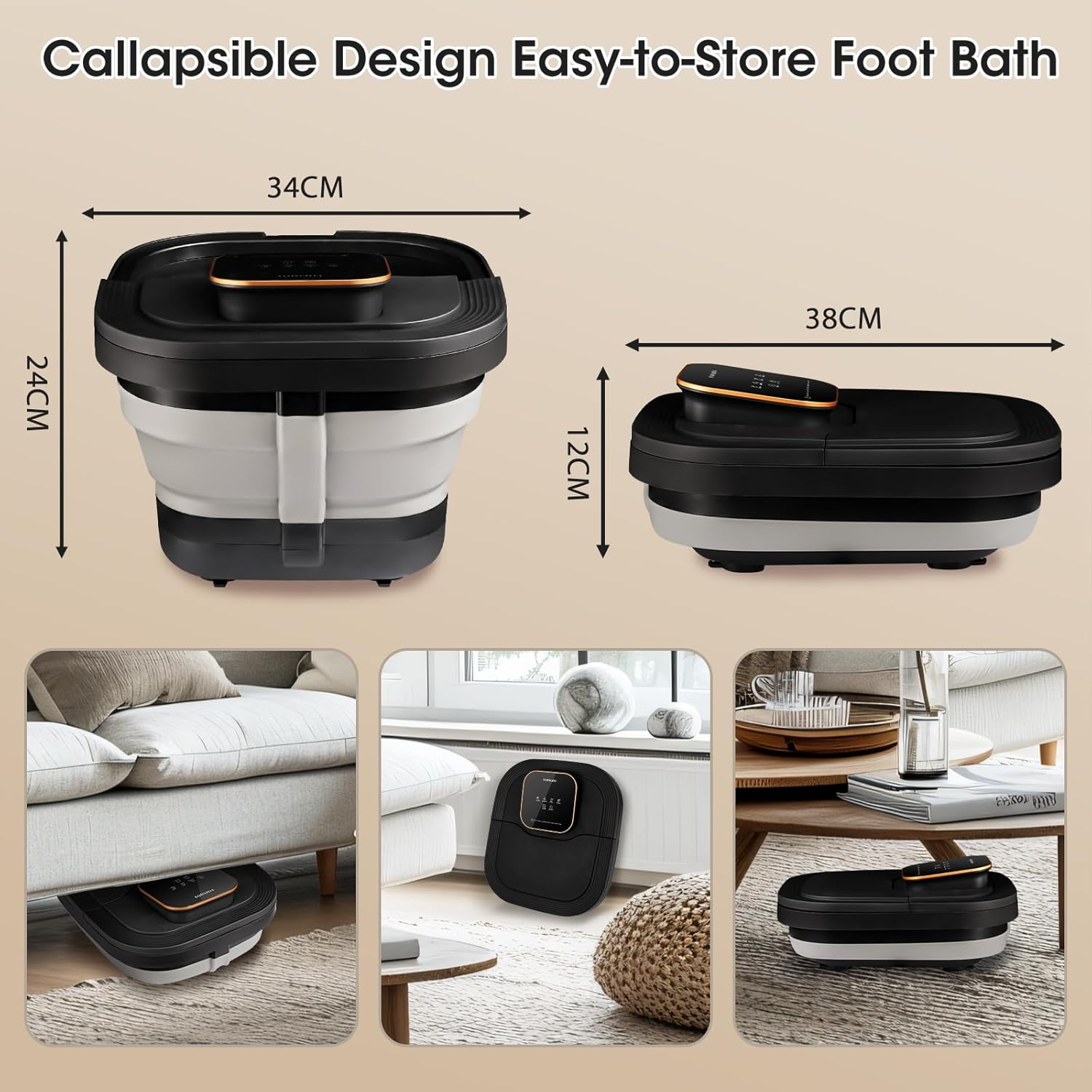 Foot Spa Bath Massager,Collapsible Foot Spa with Heat and Massage and Jets, Bubble, Temperature Control, Remote Control,Foot Spa Massager with Pedicure Kit, Pedicure Foot Bath image number 1