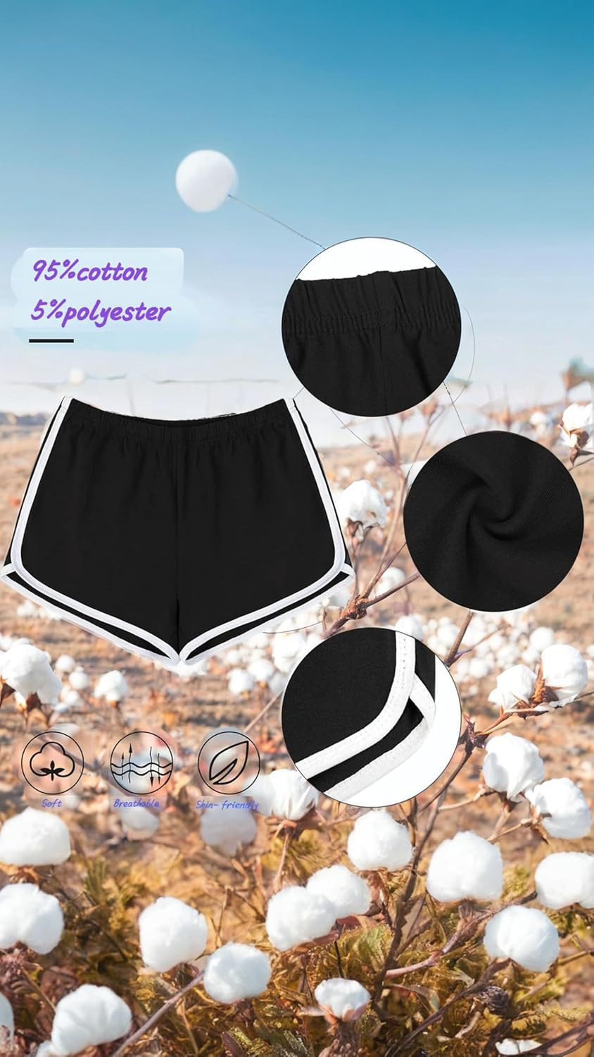 Women'S Cotton Gym Yoga Shorts - 2-Pack, Summer Running, Active Dance, Elastic Waistband, Size M - Comfort & Style