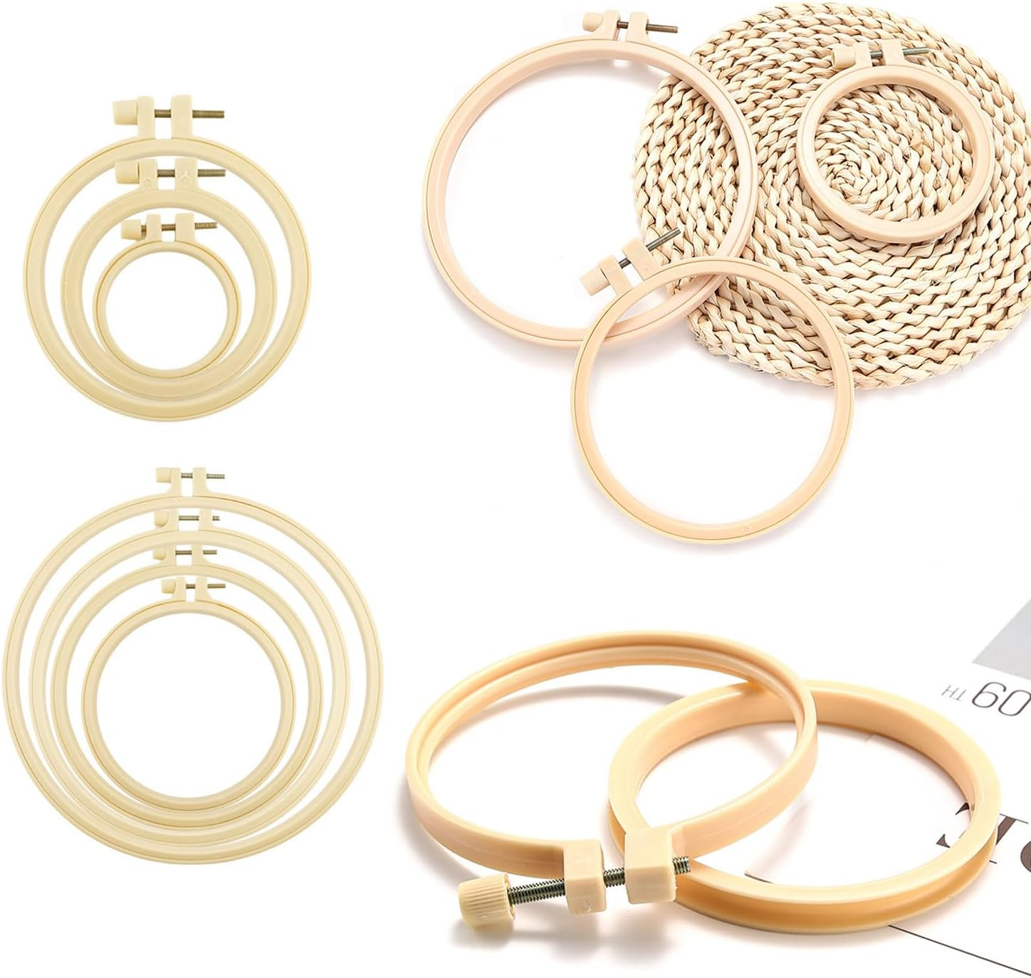 6 Pcs Creative Embroidery Bandage Frame,3.6-10.7 Inch Gradient Size Plastic Embroidery Frame,Cross Stitch,Handmade Diy,Fabric Decoration Sewing Tools,Beginner Professional Embroidery Equipment image number 5