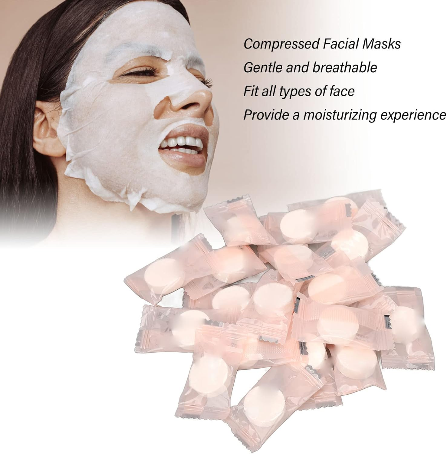 20 Pcs Compressed Facial Mask, Ultra Thin Beauty DIY Disposable Mask Sheet, Skin Face Care Masque Mask Home DIY, Highly Effective Moisturizing image number 1