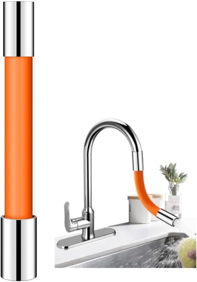 Changyeah 20 Cm Flexible Water Tap Extender, 360&deg; Free Rotating Foaming Splash-Proof Sink Hose,Multipurpose Connector Kitchen Faucet Extender Kit (Orange) image number 2