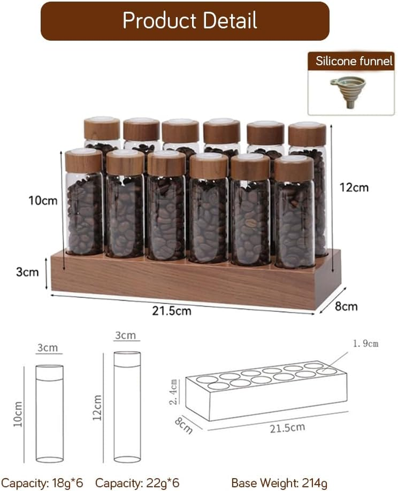 12 Pcs Single Capacity Coffee Bean Storage Tube Tray, Coffee Bean Container,Coffee Containers with Shelf Coffee Bean Dispenser image number 2