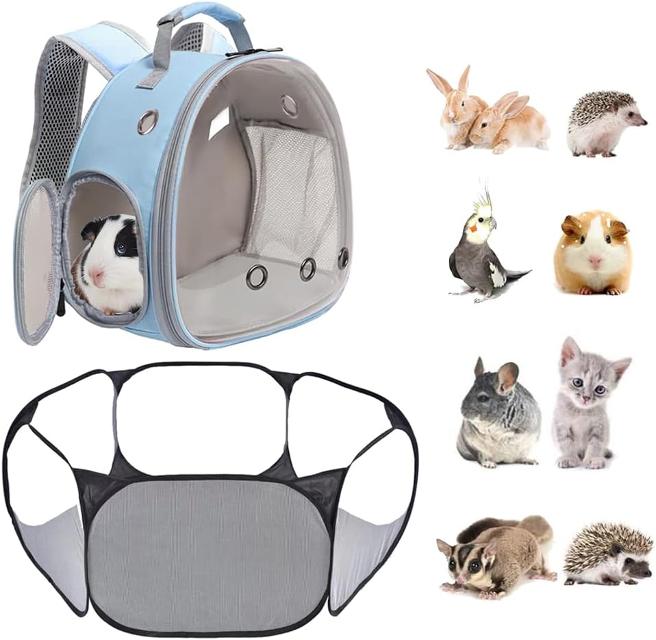 LAIRIES Small Animals Tent, Breathable Transparent Pet Playpen Pop up Playpen Open Outdoor/Indoor Exercise Fence, Portable Yard Fence for Guinea Pig, Rabbit, Hamster, Chinchillas and Hedgehogs