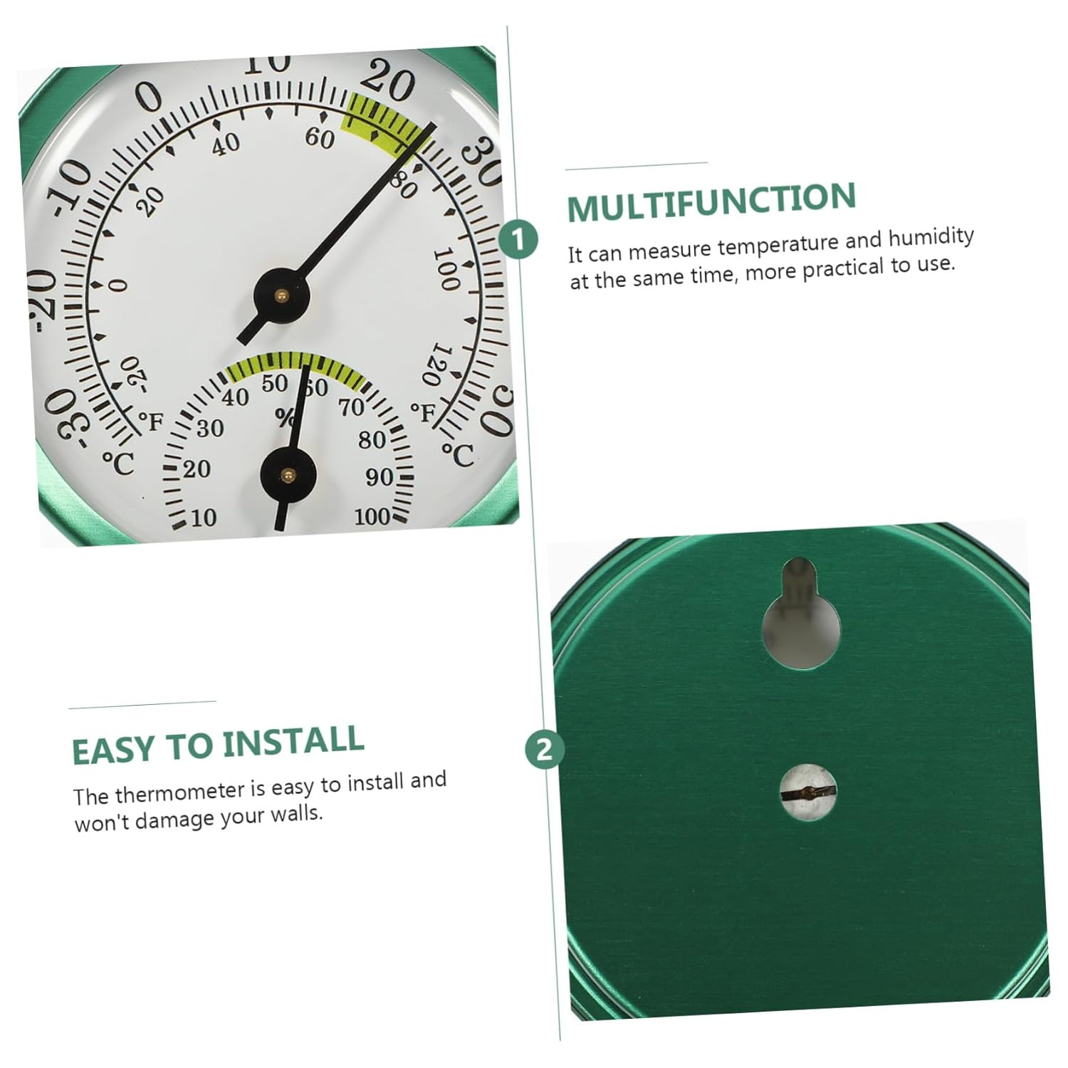 Kisangel Wall Mounted Hygrometer Thermometer with Numbers Digital Indoor Outdoor Humidity Gauge for Home Office Sauna Moisture Monitoring