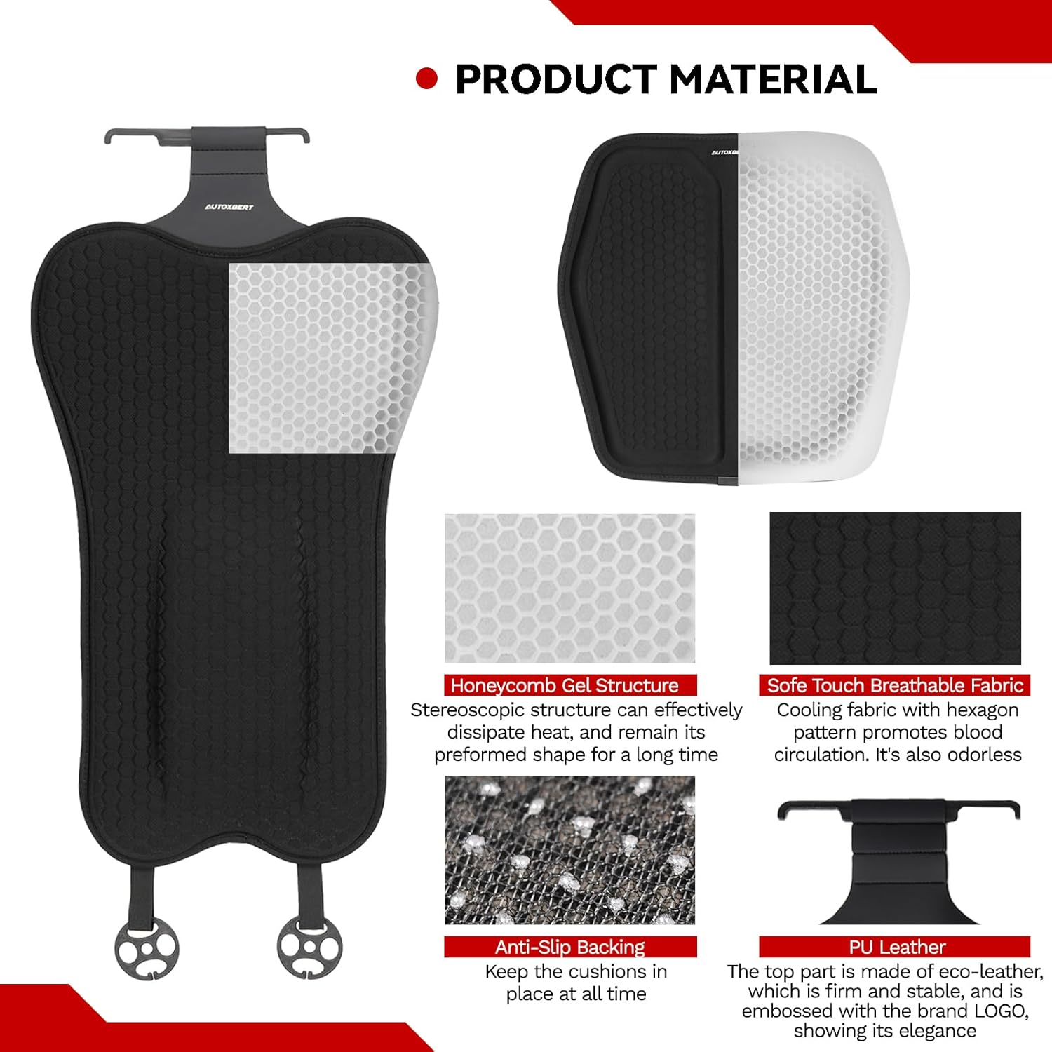 Gel Car Seat Cushion with Lumbar Support Cushion,Cool Gel Technology | Breathable Honeycomb Structure Design | Fits Most Cars & Suvs | Relief for Back Pain & Driving Discomfort image number 1