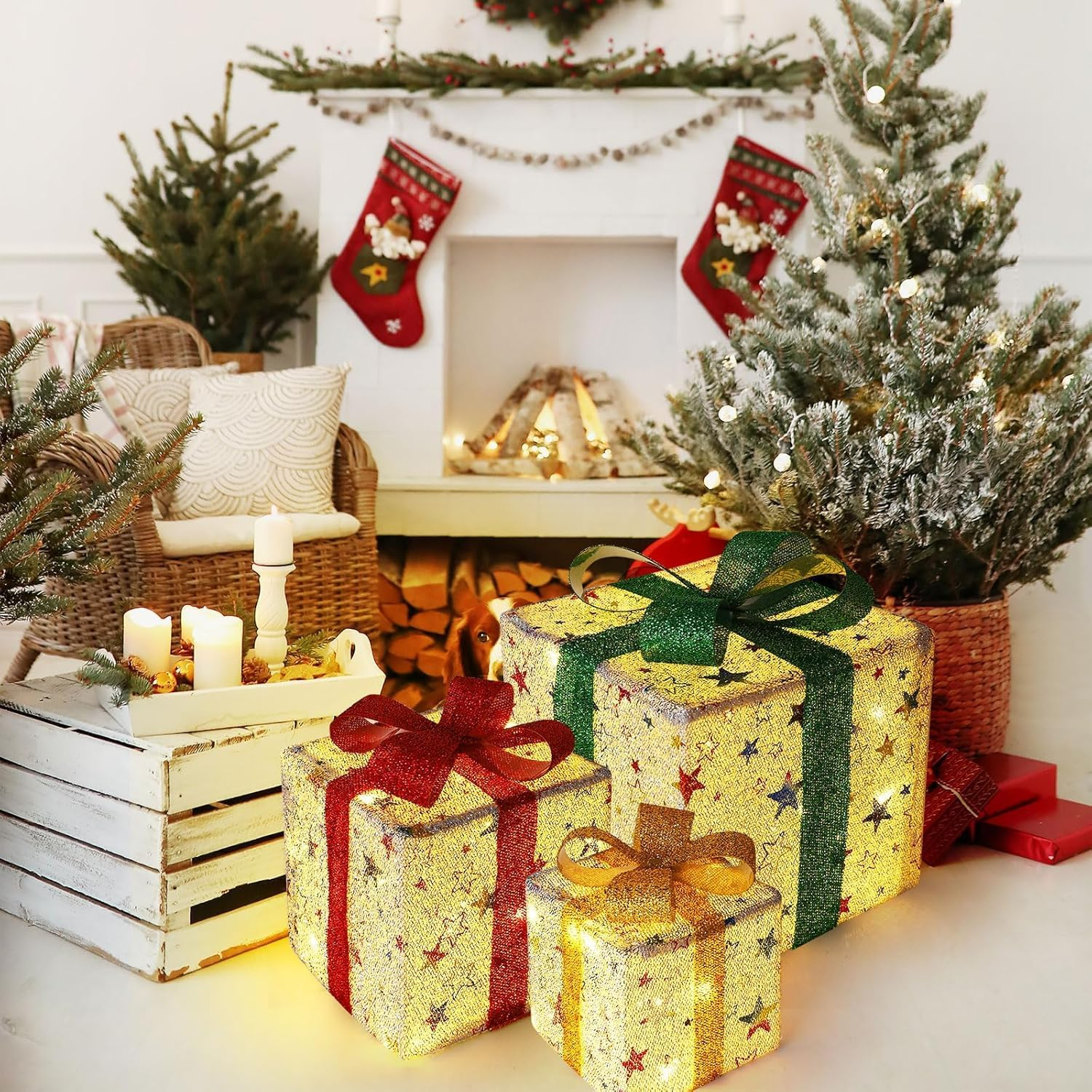 Christmas Lighted Gift Boxes Decorations, Indoor Outdoor Decorations, 3Pcs Gift Box 3D Decoration Water Resistant for Yard, Porch, Party, Christmas Tree image number 6