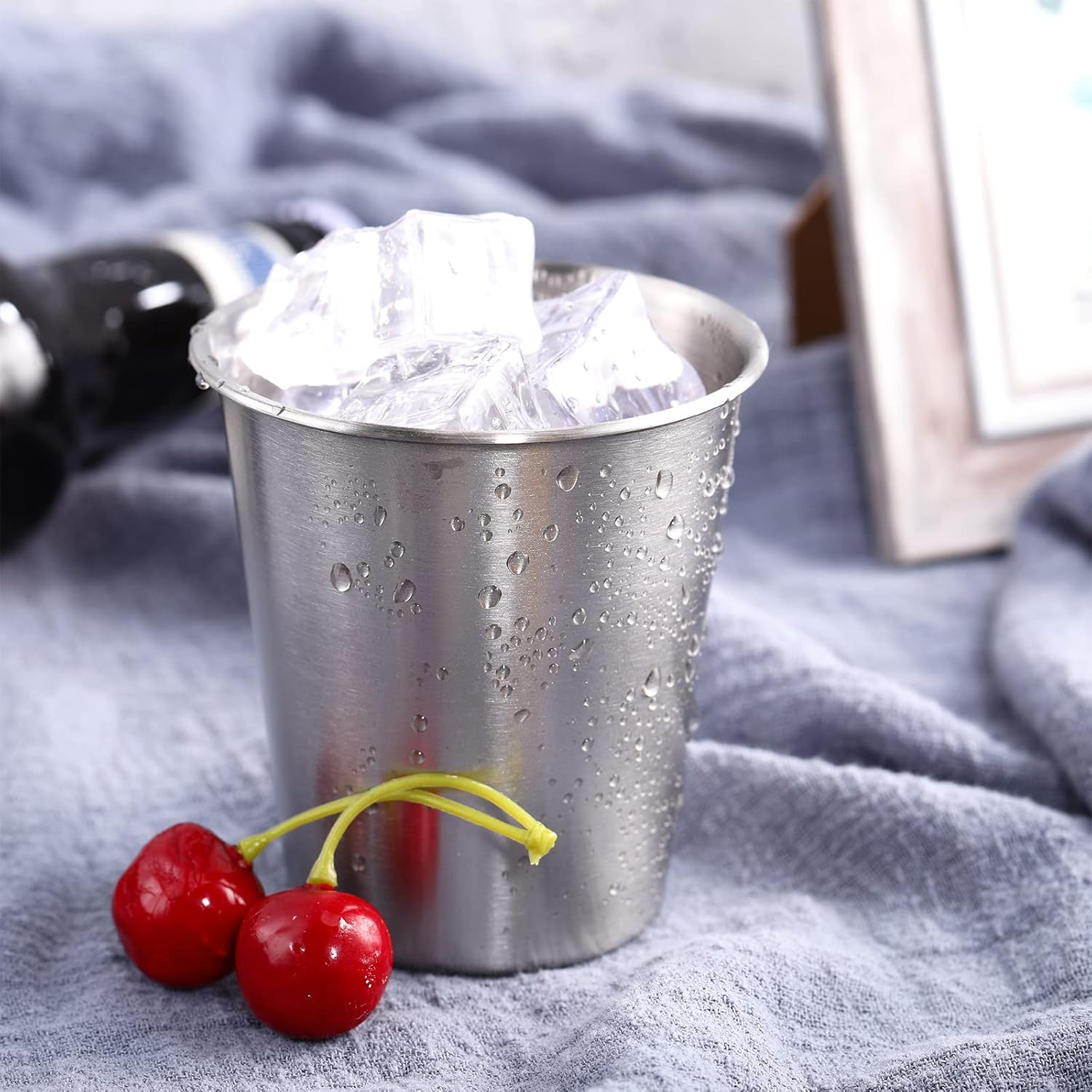 Baderke 16 Pack Stainless Steel Cups for Kids and Adult Pint Tumbler Metal Cups Stackable Tumbler Shatterproof Metal Drinking Glasses for Travel Outdoor Camping(10 Oz/ 300 Ml) image number 5