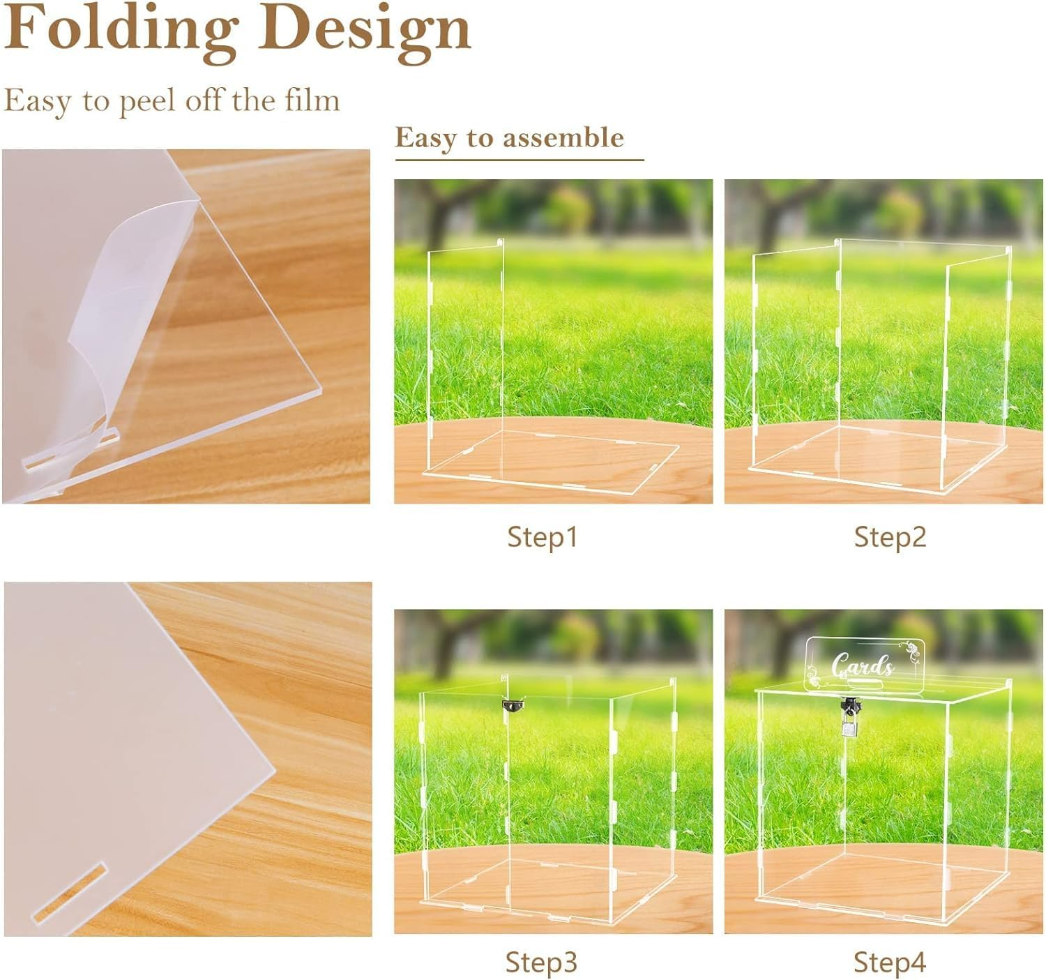 Clear Card Box for Wedding Reception,Acrylic Blank Wedding Card Box for Party, Anniversary,Wishing Well, Money Box Holder image number 4