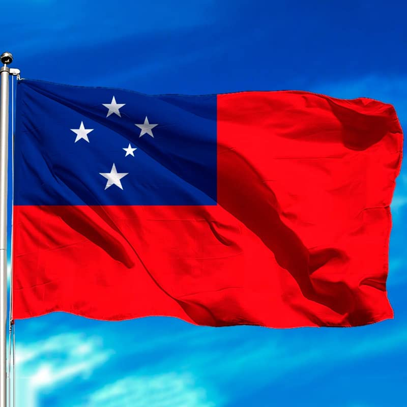 3X5Ft Outdoor Western Samoa Flag Samoan Flag Large，Samoan Flags Polyester with Brass Grommets 90X150Cm（35.4X59 In）, 100D Polyester, UV Resistant Outdoor/Indoor image number 3